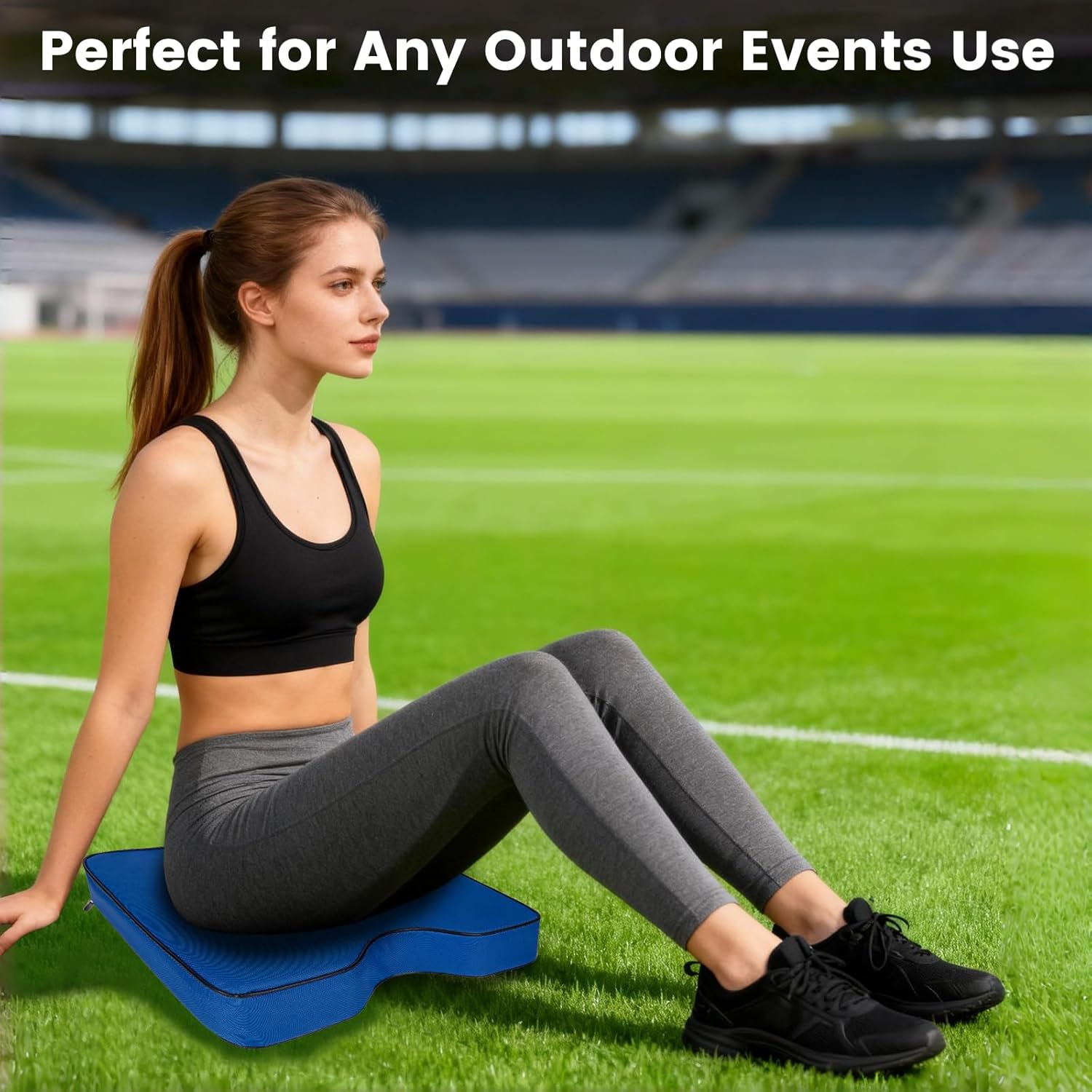 FirstGift 3.15" Extra Thick Stadium Seat Cushions - Portable Water-Resistant Bleacher Pads with Decorative Trim, Lightweight & Comfortable for Sports, Games, and Outdoor Event