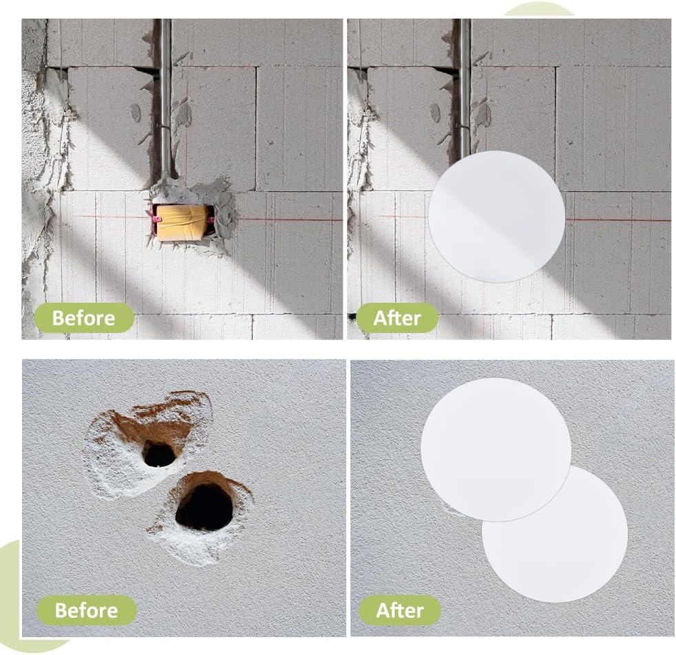 SUPERFINDINGS 8Pcs Wall Hole Cover Sheets with 60Pcs Plastic Stickers 30cm Plastic Ceiling Cover Plate Dustproof Covers Plate Flat Round Frosted Blank Plates for Wall Plasterboard Hole Covering