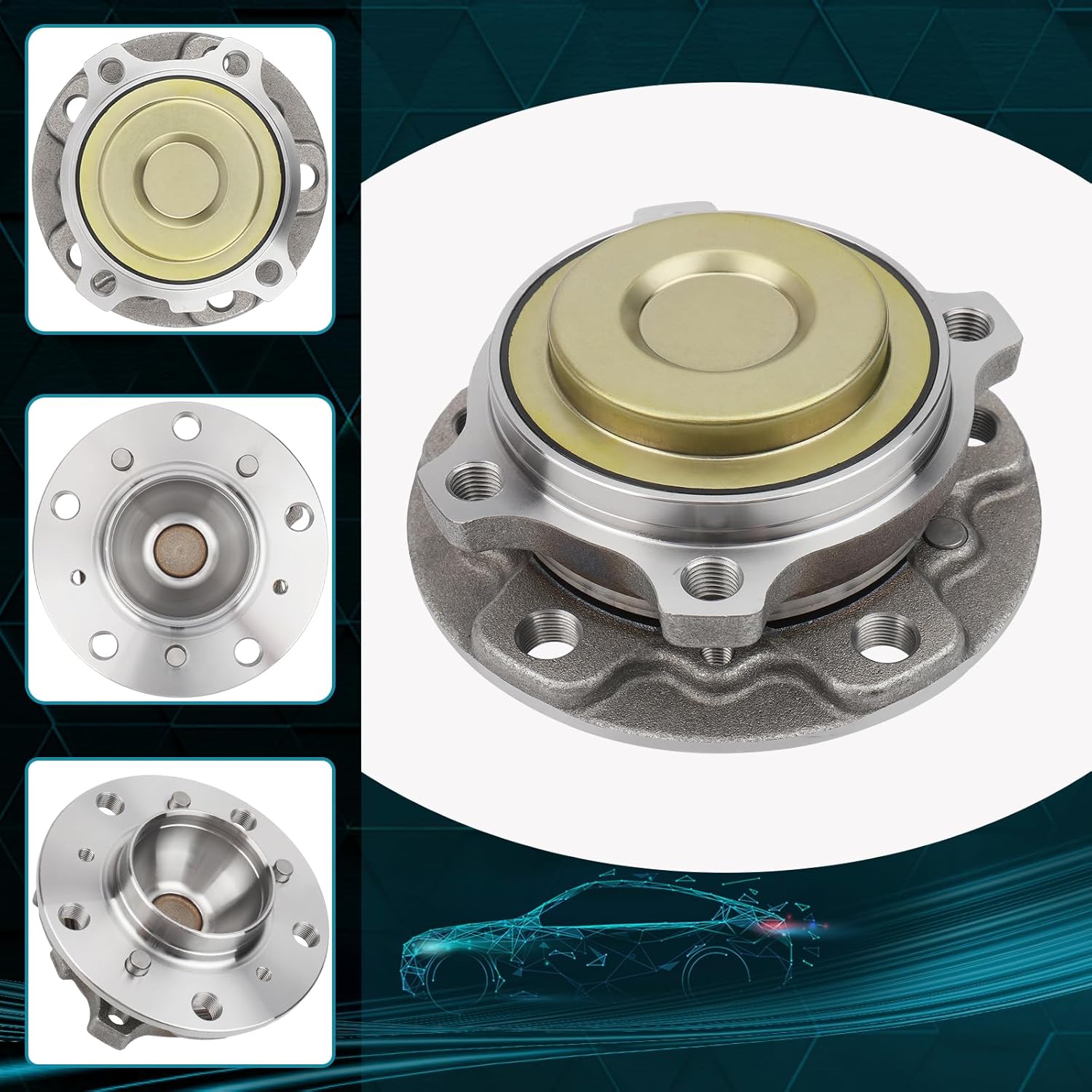 IRONTEK Front Wheel Hub and Bearing Assembly 513362 Compatible for BMW 2013-2016 M5/ 2012-2015 M6/ 2014-2015 M6 Gran Coupe Wheel Hub 1PCS