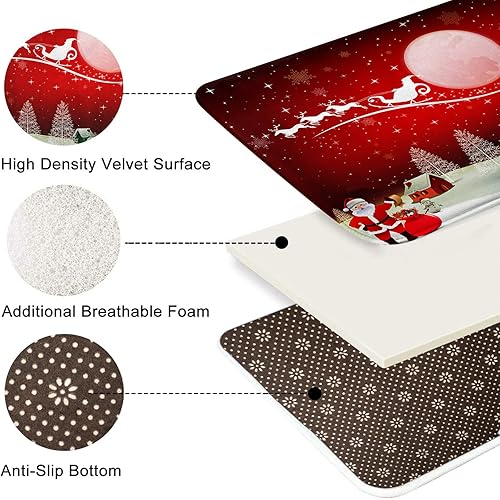 Miniatura 5 de ArtSocket Juego de 3 alfombras y tapetes de baño de Navidad, diseño de muñeco de nieve, antideslizantes, tapete de baño de microfibra absorbente de