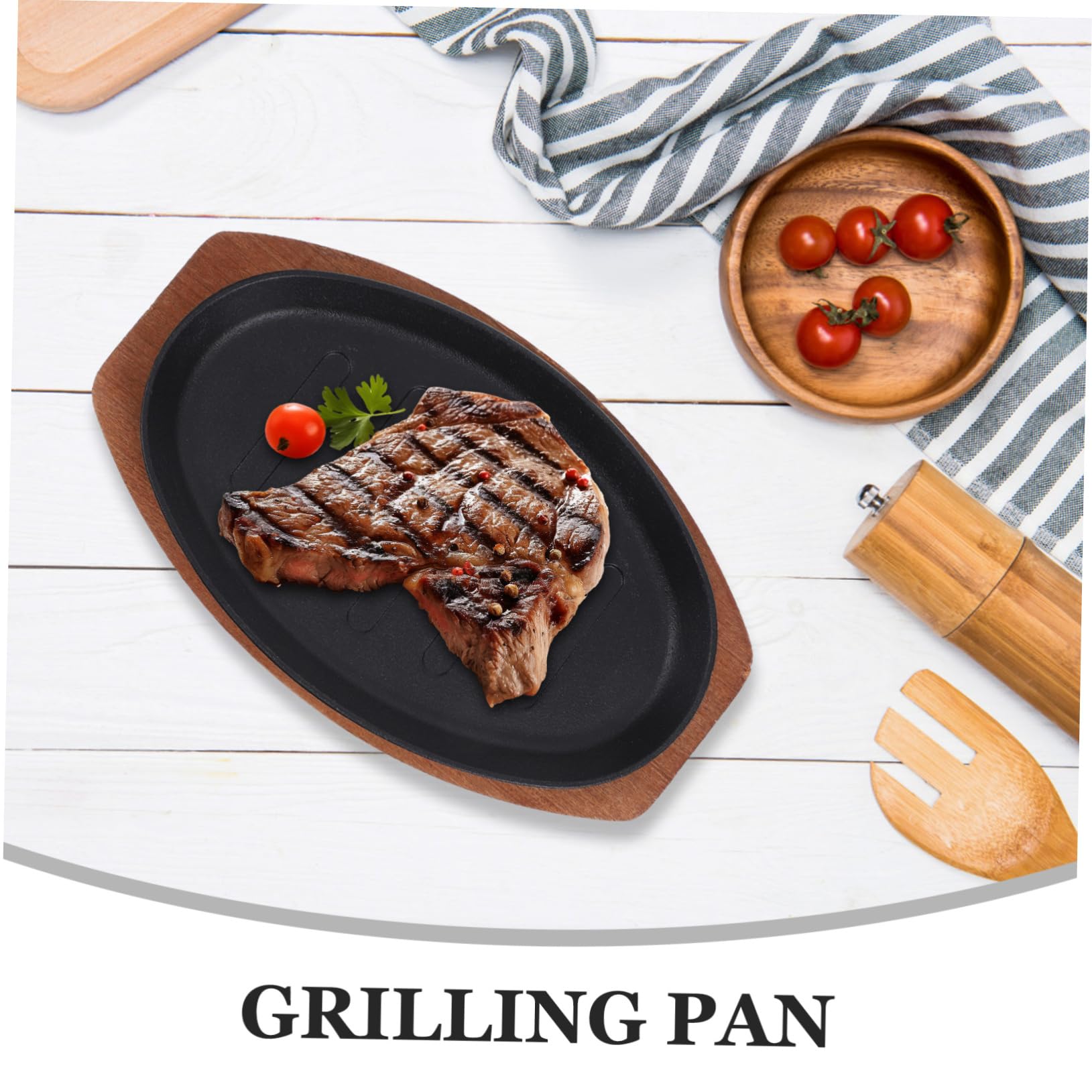 Plato Hierro Fundido Carne, Plancha Asar 1 Juego con Base