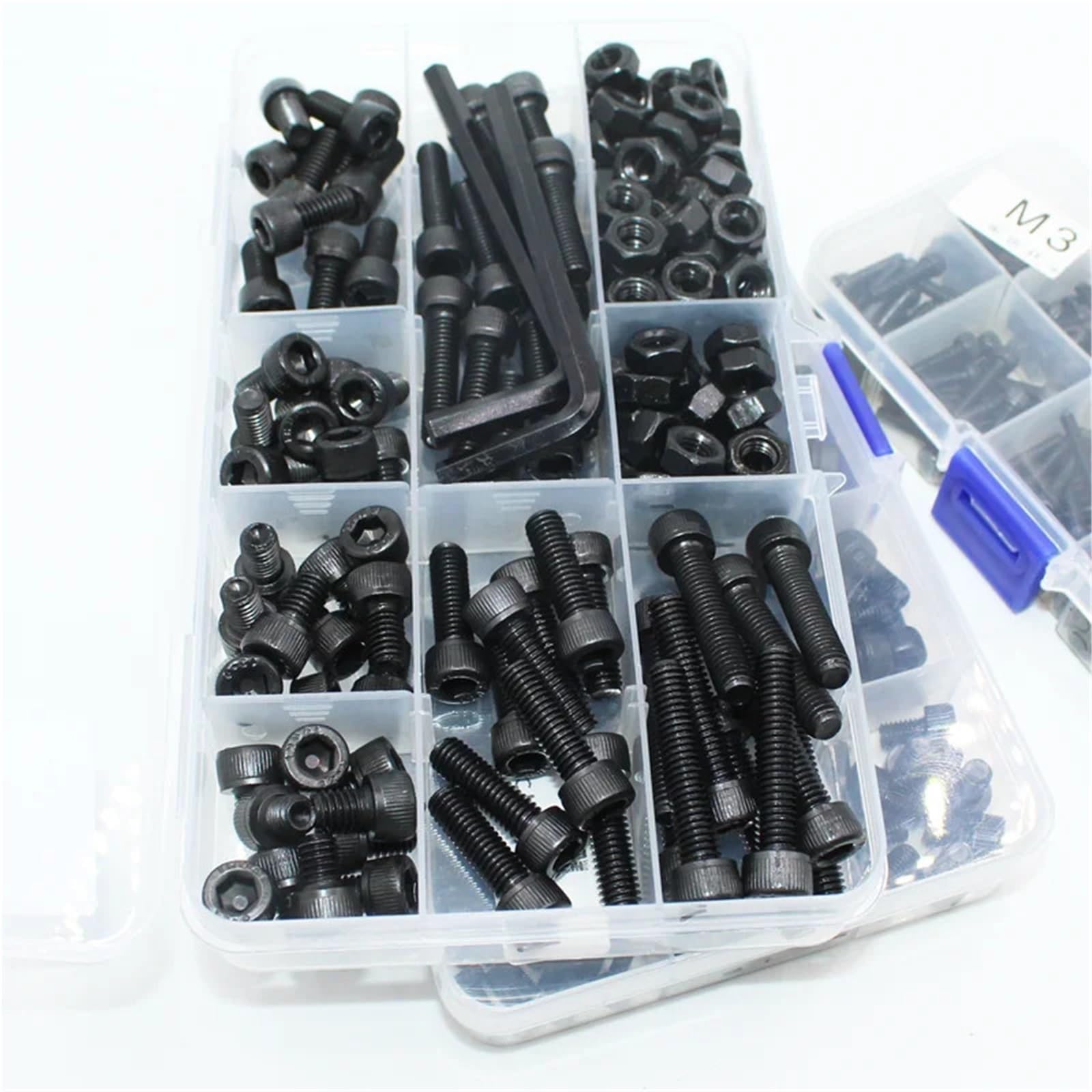 Juego De Tornillos Y Tuercas Tornillo y tuerca de cabeza hexagonal, M2, M3, M4, M5, M6, acero al carbono 12,9, tornillos Allen máquina, surtido tuercas(M5 242pcs)