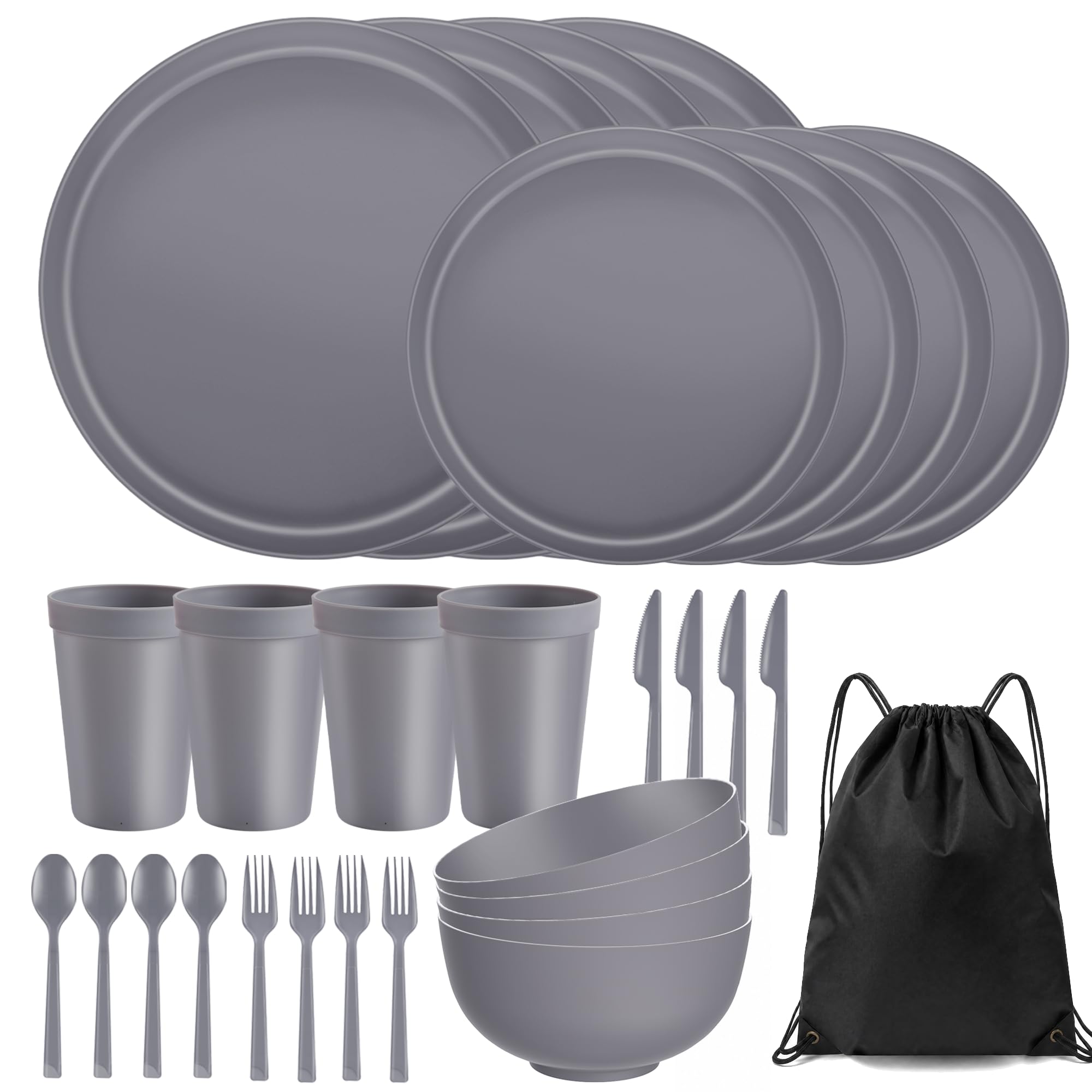 56 Piece Plates & Bowls Set - Unbreakable Dinnerware -10