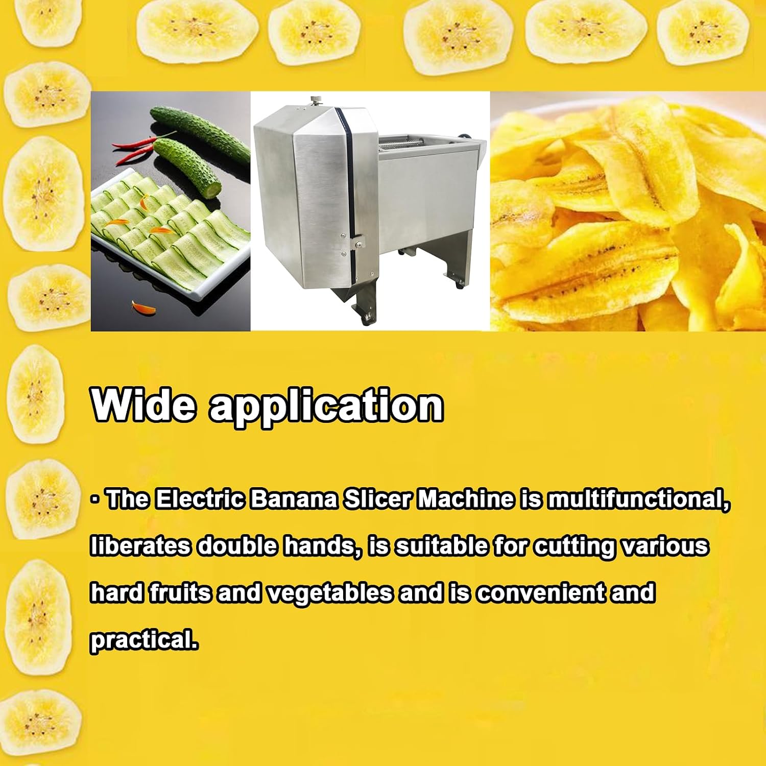 INTBUYING Electric Banana Slicer Machine, Commercial Vegetable Slicer, Manual/Electric Fruit Cutter 10'' Stainless Steel Cutter Head & Adjustable Thickness 0-0.39 inch for Banana, Cucumber, 110V
