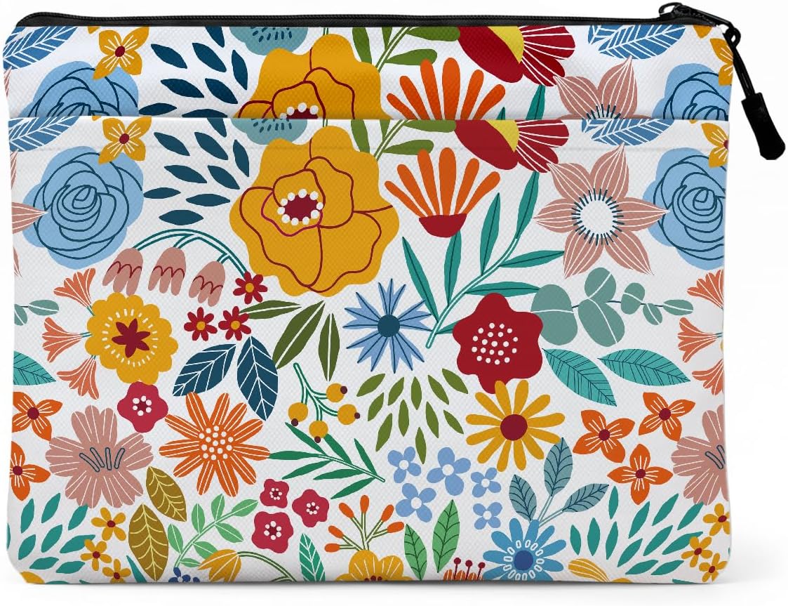 13.3 inch Laptop Case, Vintage Botanical Floral Print Laptop Sleeve, Soft Velvet Computer Sleeve with Pocket, Compatible with 13-13.3 Slim Laptops, Cottagecore Notebook Cover Bag for Women Her
