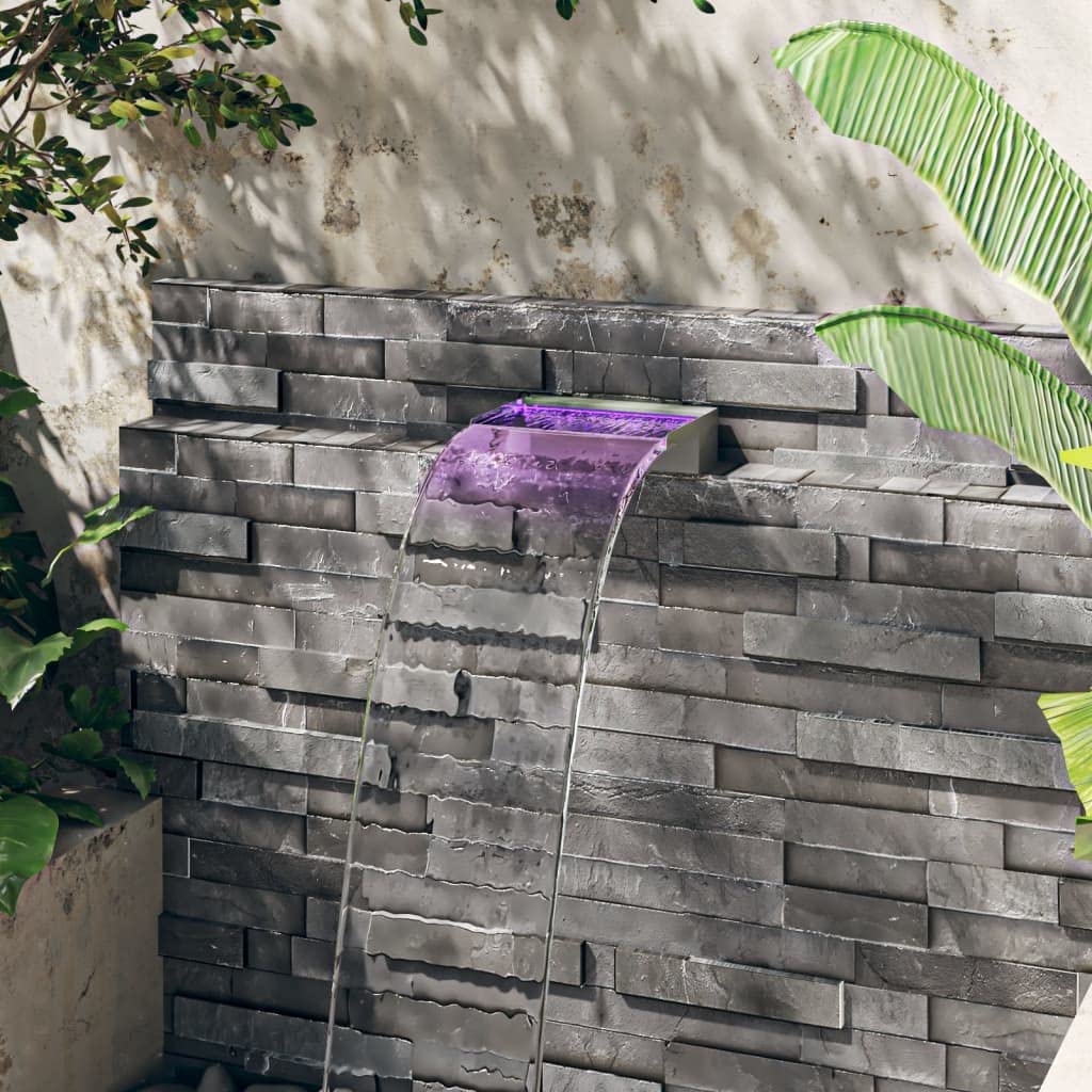 Fontaine de Piscine, Fontaine Piscine Cascade Cascade Bassin Extérieur avec LED RVB INOX 30 cm
