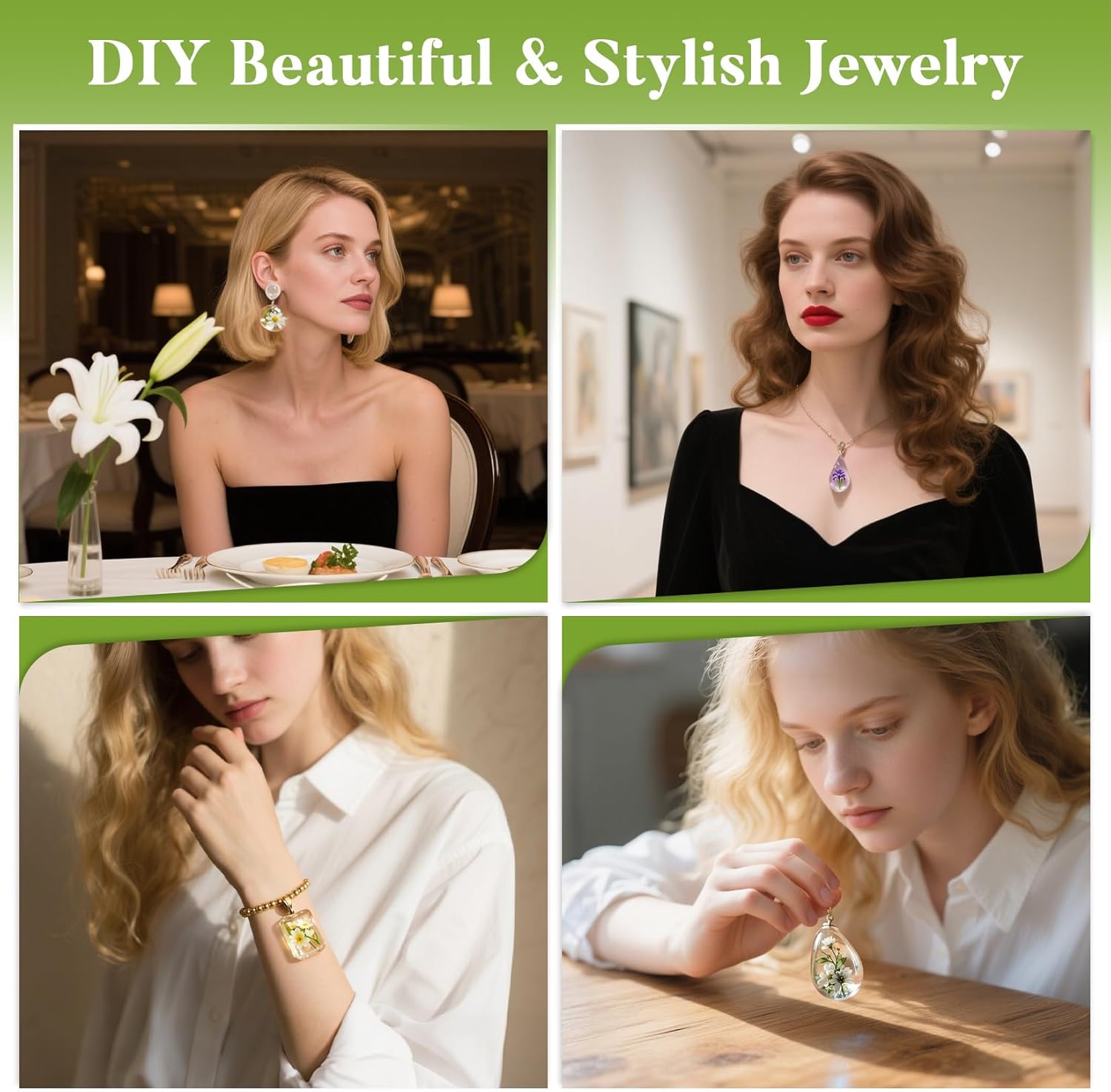 Resin Jewelry Molds - Silicone Molds for Epoxy Resin, Reusable Casting Tray with Hole, Resin Mold for DIY Jewelry, Pendant, Earring, Necklace, Bookmark, Keychain Making Kit, Assorted Shapes - Image 4