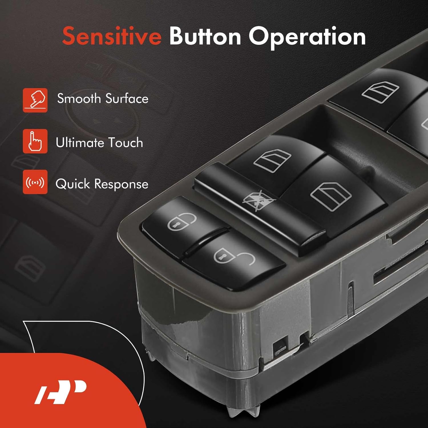 A-Premium Master Power Window Switch Compatible with Mercedes-Benz A160 2004-2005, A190 2004-2005, B180 2012, B200 2006-2011, Brown Color, Front Left Driver Side, Replace# A1698206710