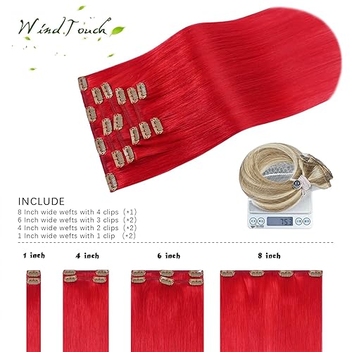 Miniatura 3 de WindTouch Extensiones de cabello humano real con pinzas, 15 pulgadas, 2.65 oz, 7 unidades, extensiones de cabello para mujer