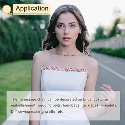 Miniatura 3 de uxcell Cadena de diamantes de imitación de cristal de 1 yarda, aplique de cadena de diamantes de imitación para manualidades, costura, ropa,