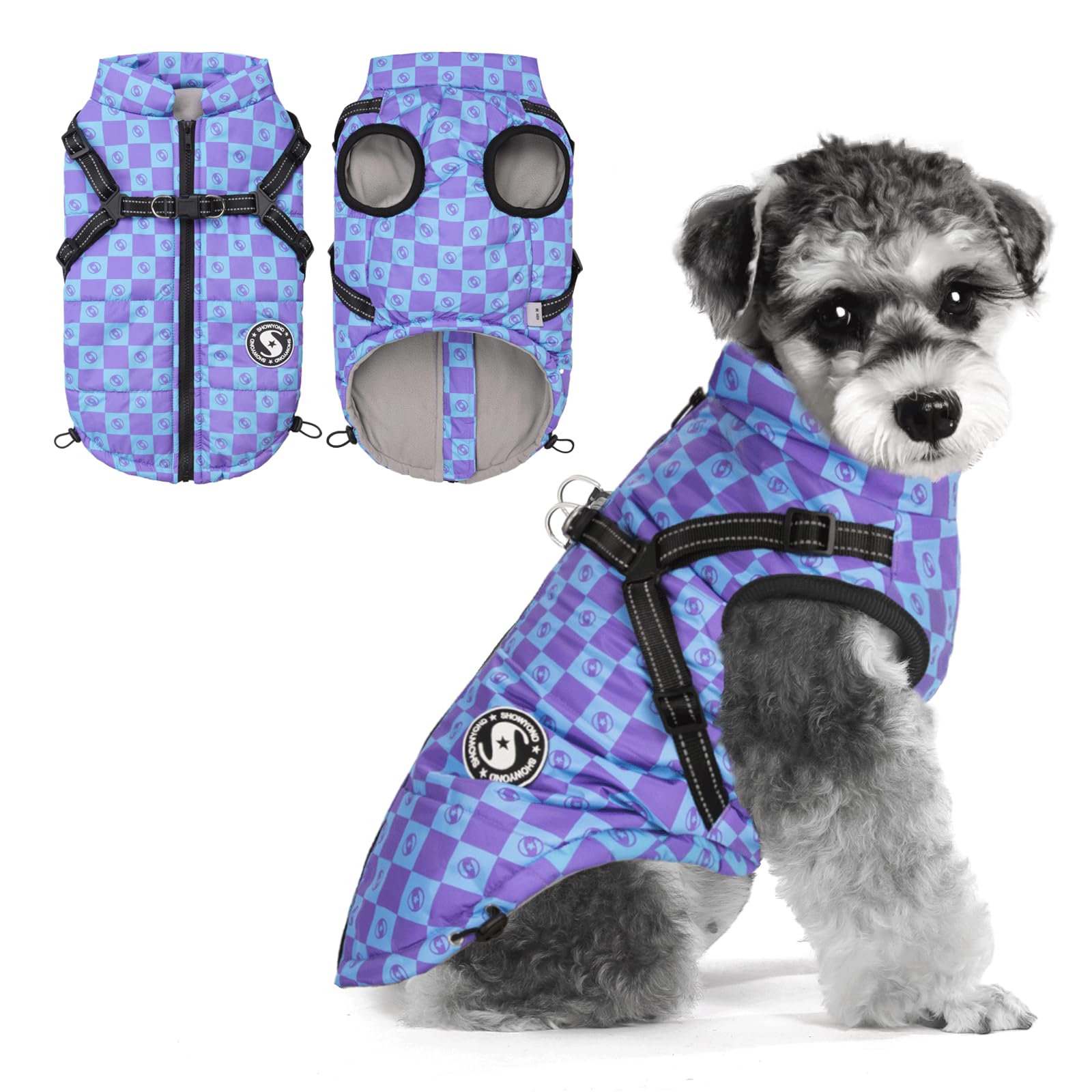Amazon | showyond 犬 服 中型犬 冬 ハーネス付き犬服 一体型綿入れを