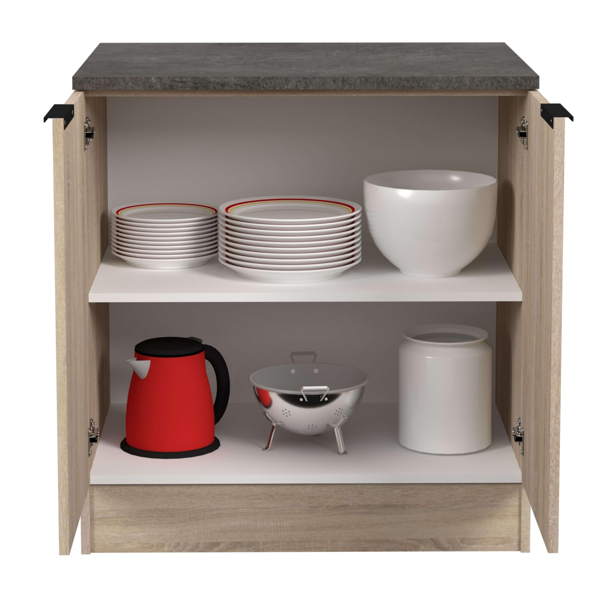 Miroytengo Módulo Cocina Bajo Arko Estilo Industrial en Color Roble Áspero y Negro con 2 Puertas 80x86x60 cm