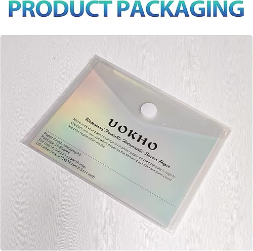 Vista 10 de Papel adhesivo holográfico transparente para impresora de inyección de tinta y láser, 20 hojas de vinilo imprimible, papel adhesivo holográfico, 20