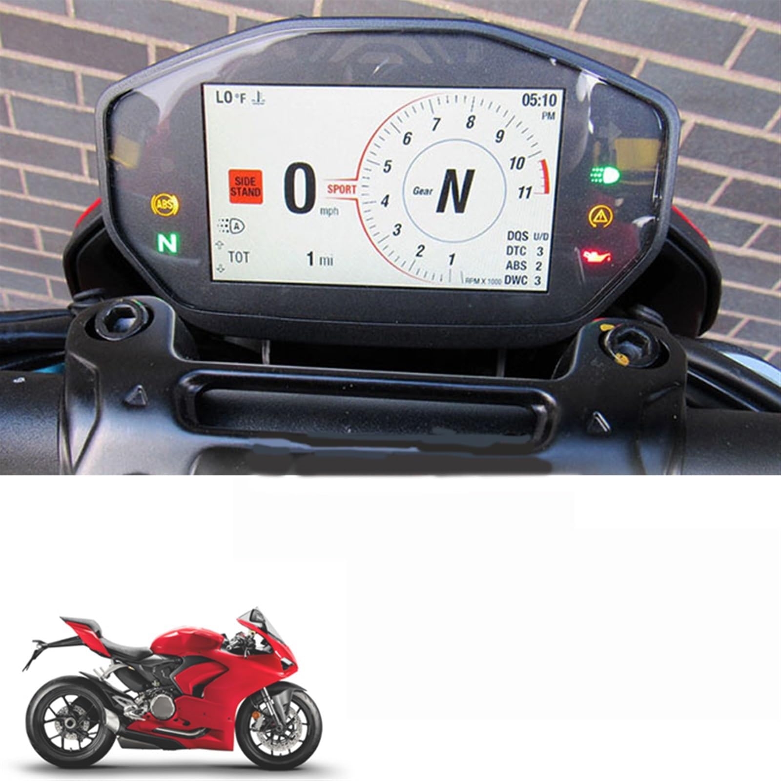 Motorrad-Tachometer-Kratz-TPU-Folie, Armaturenbrett-Bildschirm, Instrumentenfolie Für Ducati Supersport S 2017 Schutz (Color : 4pcs)
