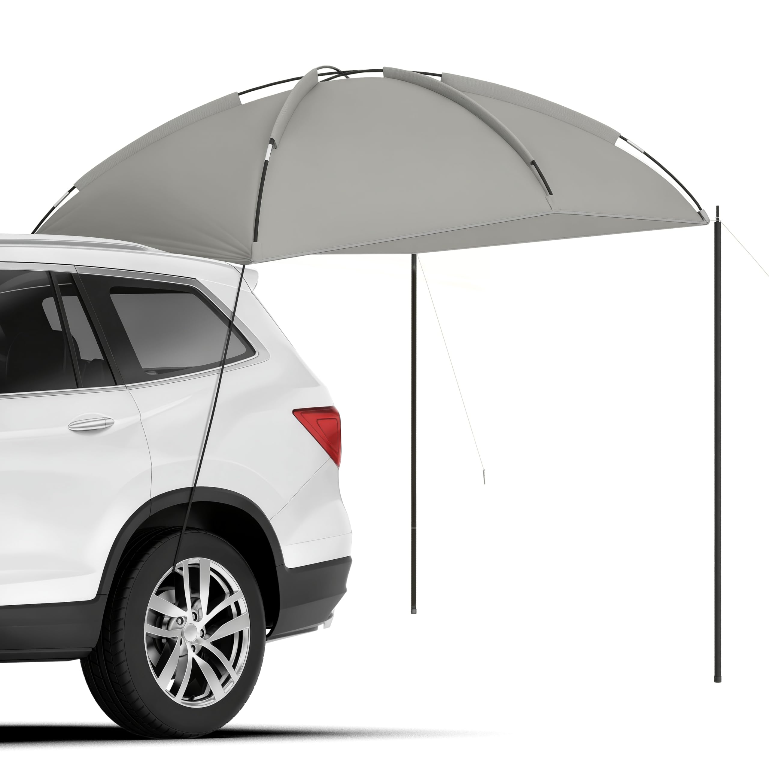 Outsunny Tente de Voiture Camping auvent pour hayon de Voiture abri Solaire auvent réglables en dôme Acier Polyester Haute densité 190T résistante aux UV Sac de Transport Inclus Gris
