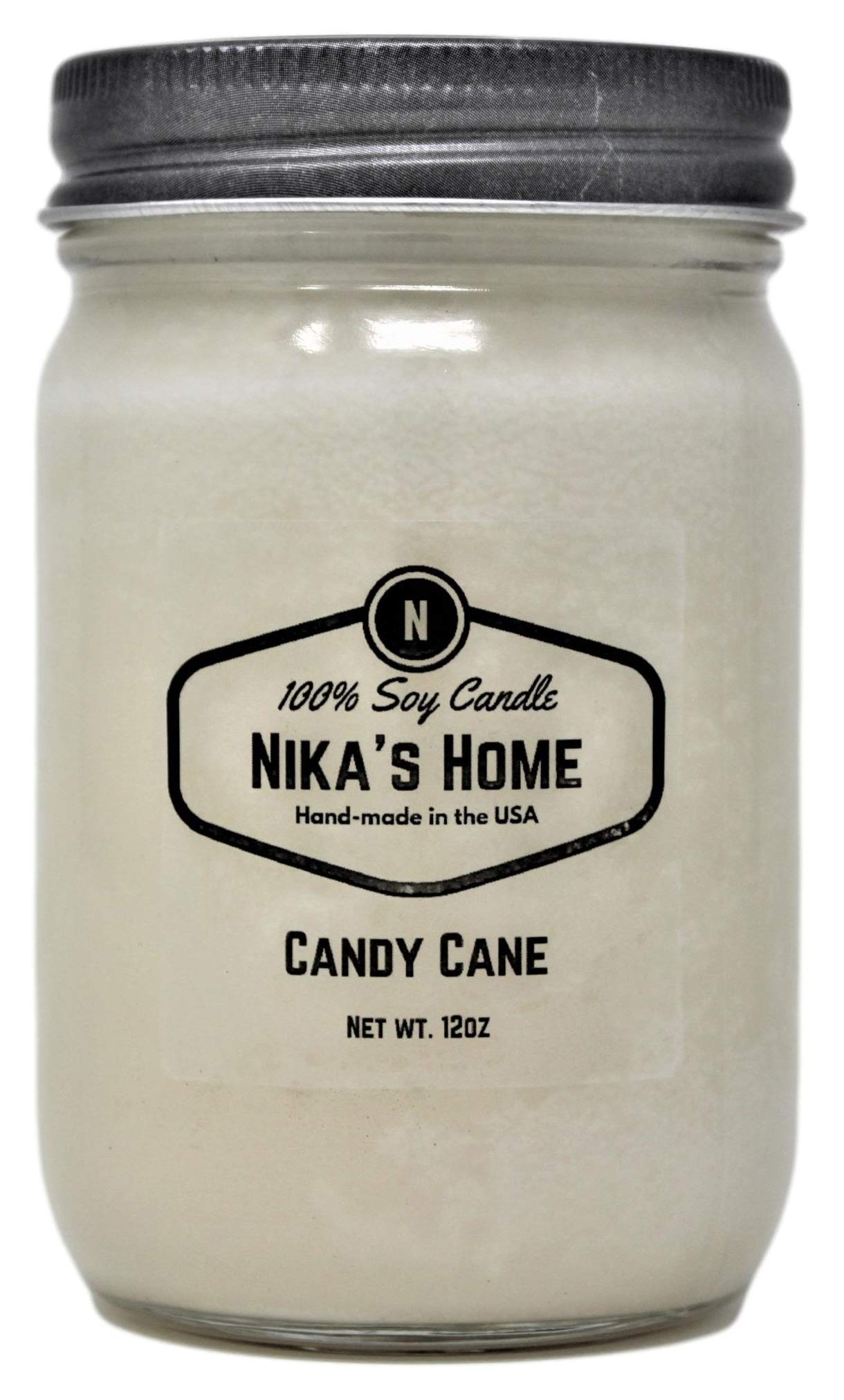 Nika's Home Candy Cane Soy Candle - 12oz Mason Jar