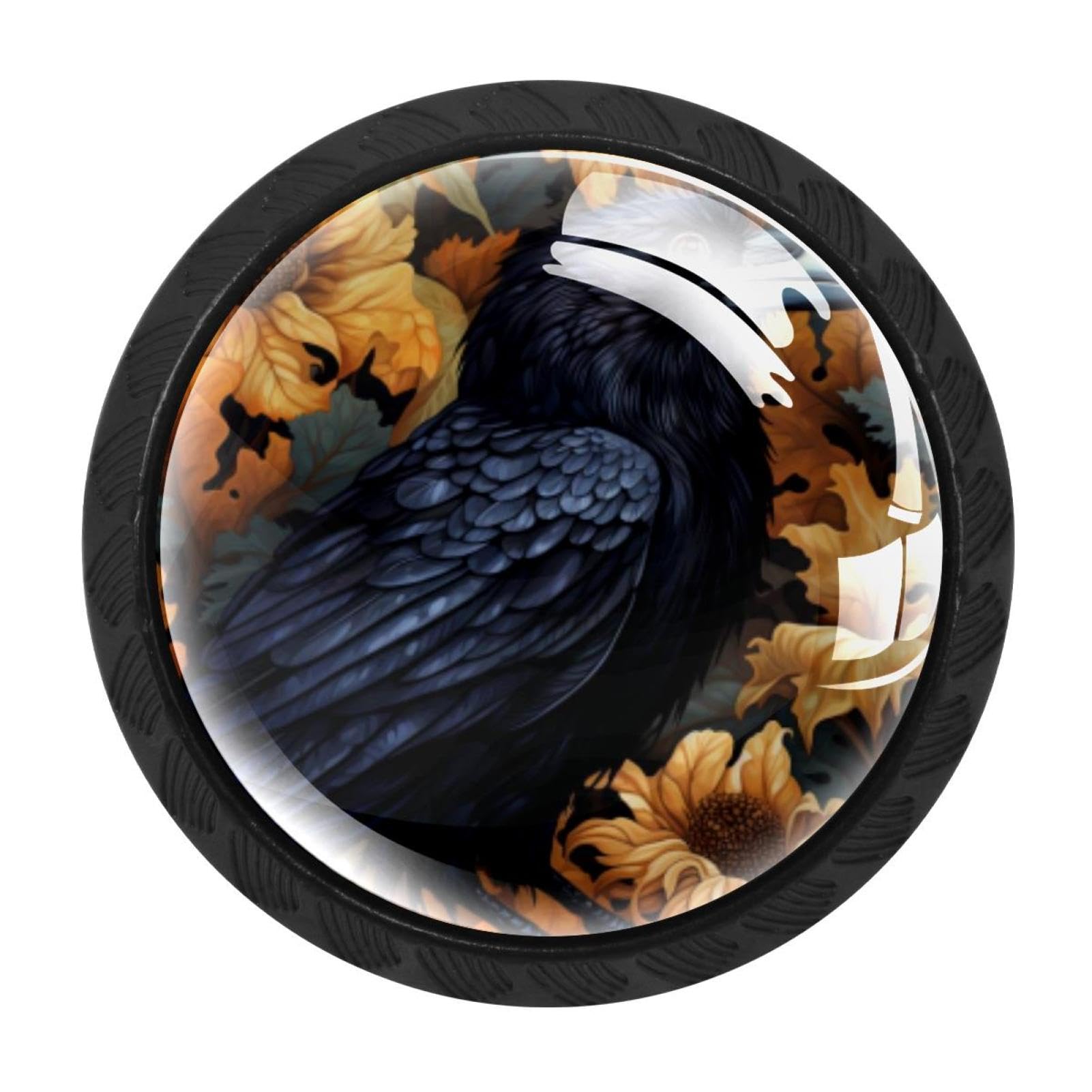 Chenzzzz Multicolored 06 4 Pack Crow Dresser Drawer Cabinet Knobs Black Round Drawer Knob Pull Handle With Screws For Kitchen Wardrobe Cupboard Furniture Decor