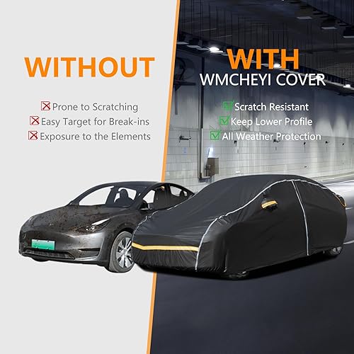 Miniatura 9 de Funda impermeable para automóvil para todo tipo de clima, 6 capas para automóviles, cubierta exterior completa con cremallera, cubierta exterior