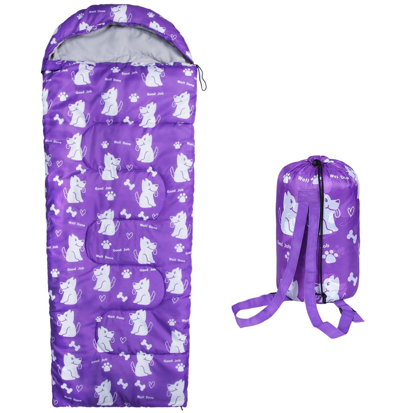 Kids Sleeping Bags - Camping Sleeping Bags with Carry Bag - Compact Sleeping Bag for Hiking, Backpacking 3 Season Warm & Cool Weather, Lightweight Waterproof Outdoor Travel for Boys Girls