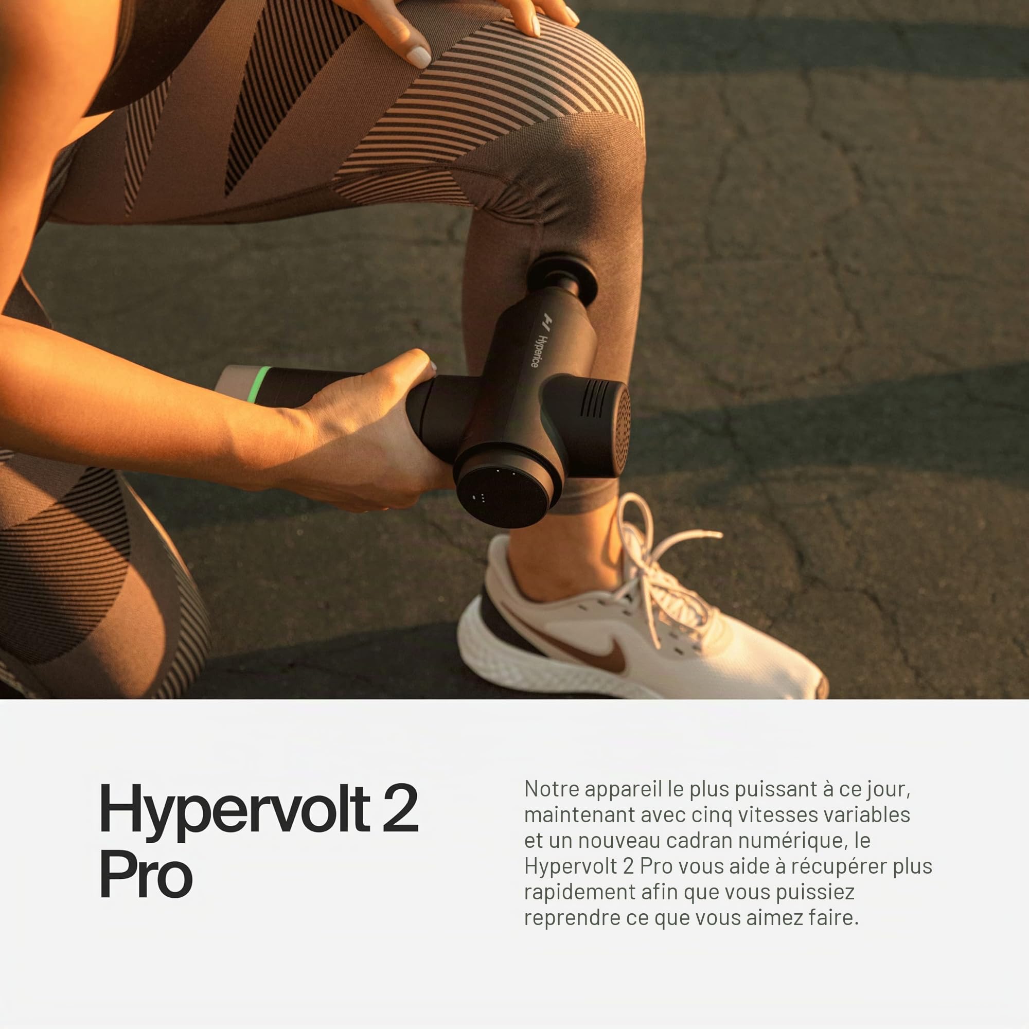 Hyperice Hypervolt 2 Pro Pistolet de massage à percussion portatif | Récupération après l'effort | 5 vitesses et têtes de massage | Soulage les douleurs, les raideurs et améliore la circulation