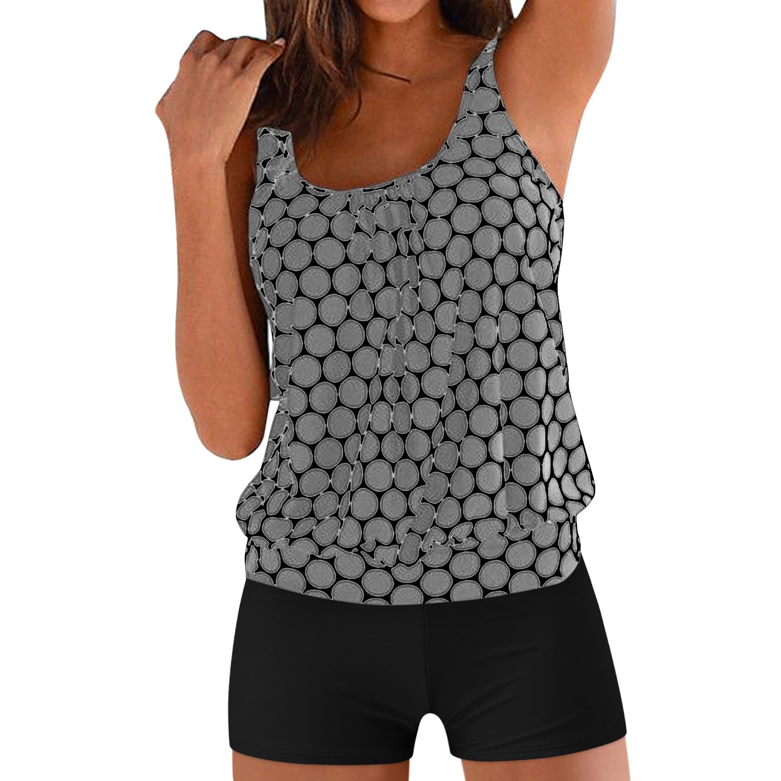 2026 Costume da Bagno Donna Costume da Bagno Tankini Top Pantaloncini Elegante Comode Taglie Forti Due Pezzi Set Push Up Canottiera E Pantaloncino Vita Alta Estate Beachwear per Spiaggia Piscina