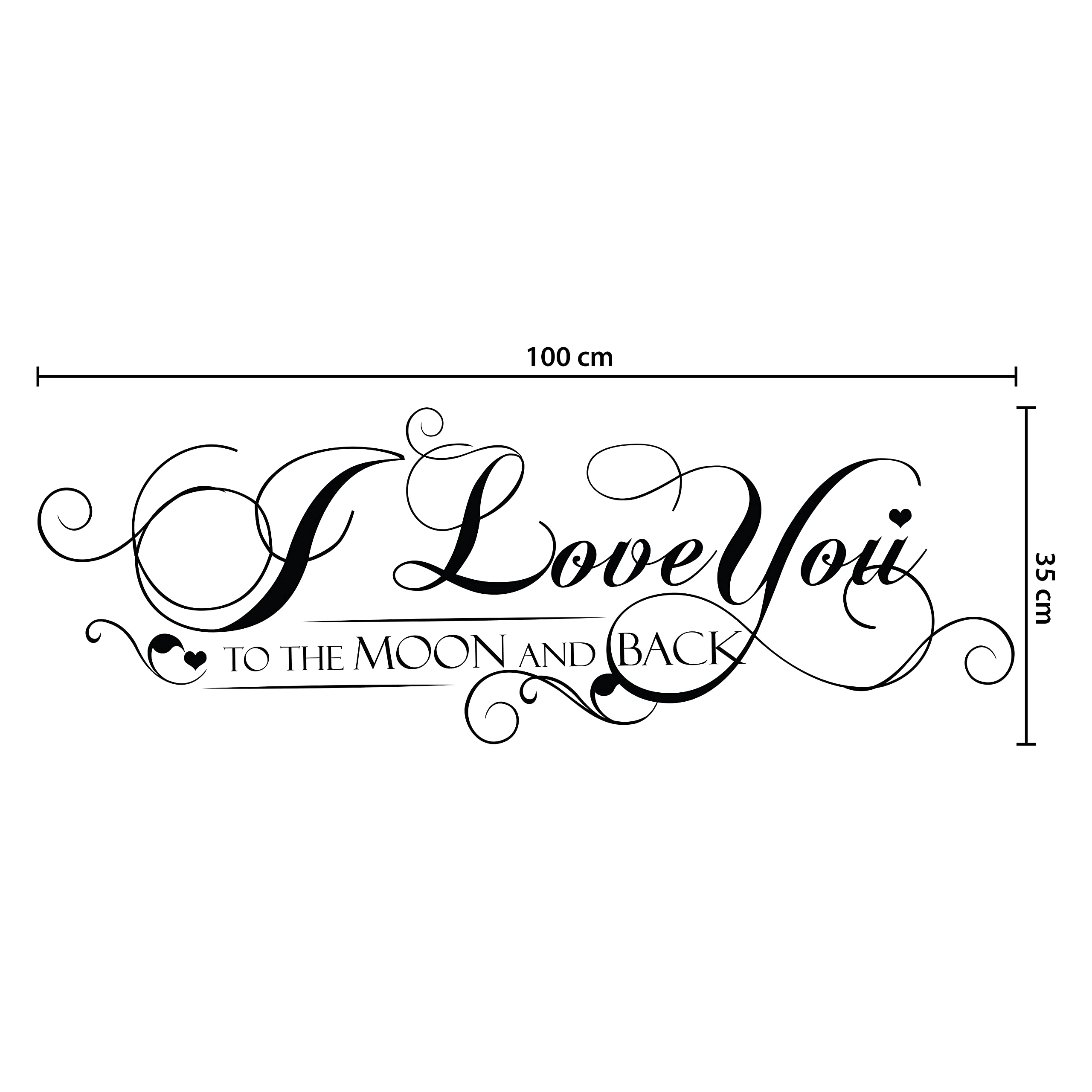 Walplus Swarovski Crystals and I love You Quote Wall Stickers, Multi-Colour, 90 x 30 x 0.5 cm - Image 3