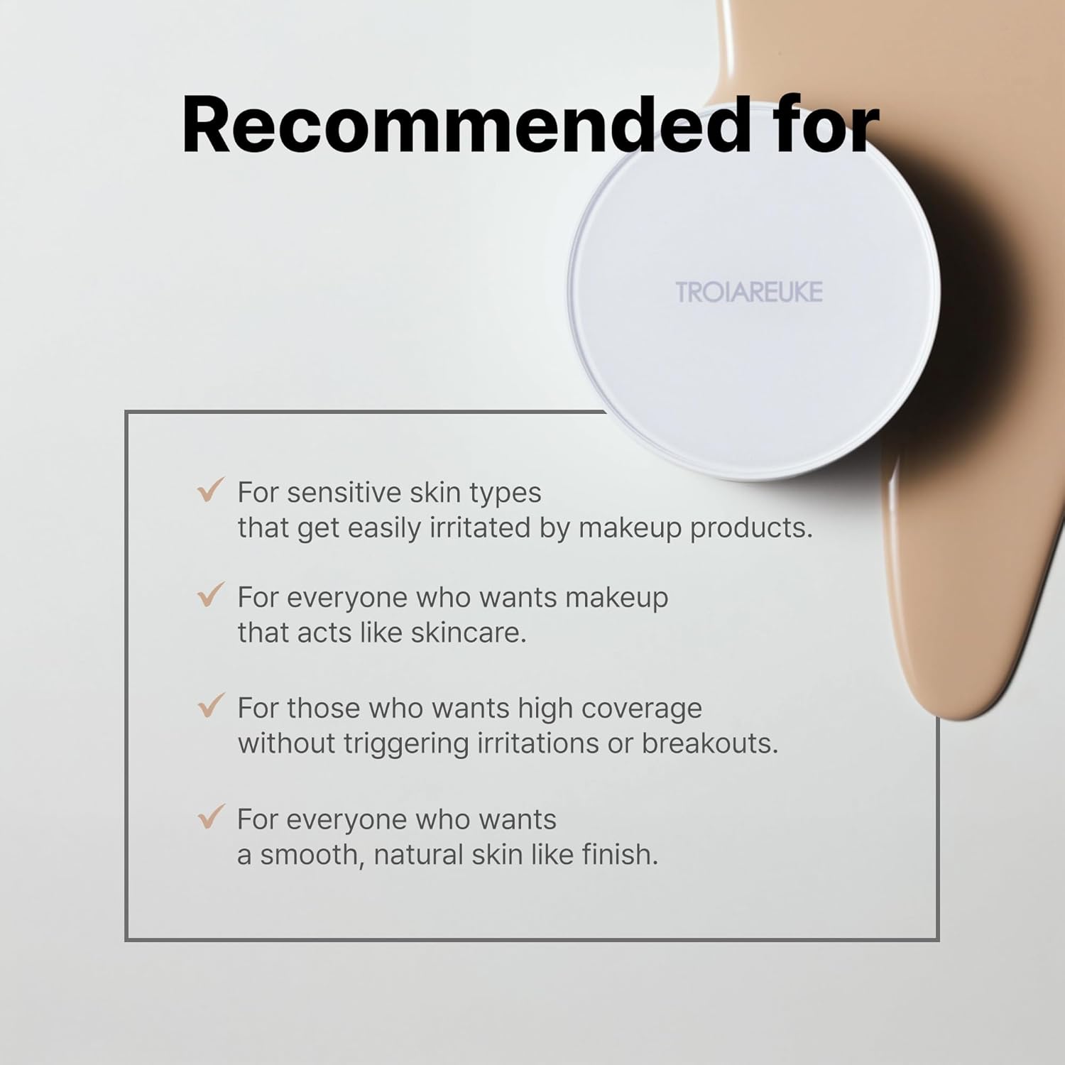 TROIAREUKE A+ Cushion Foundation (Shade 23) I Natural Coverage Foundation Makeup, Moisturizing Finish for Sensitive, Oily, Combination Skin, Skin Care Cushion I Korean Aesthetic Makeup