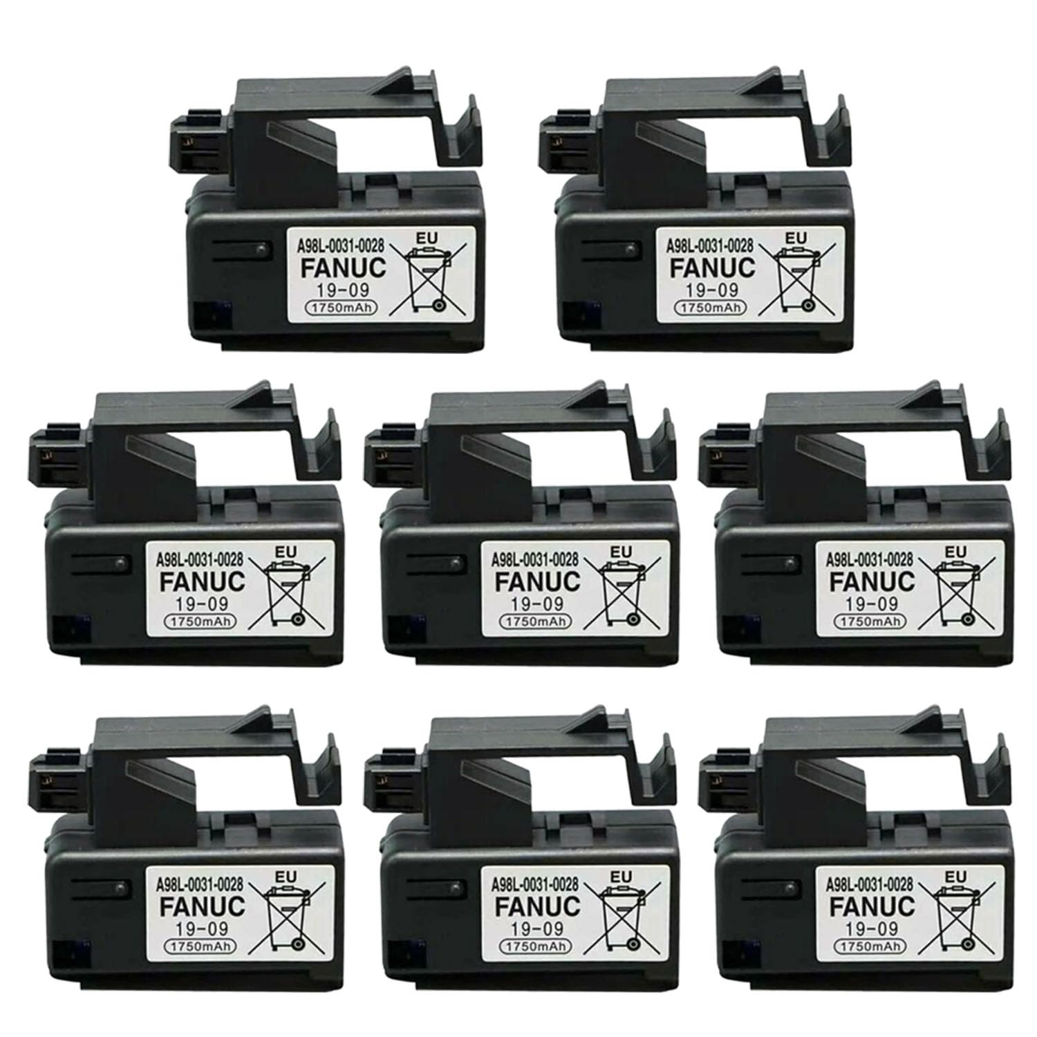 [8 Pack] 3V 1750mAh A98L-0031-0028 Lithium Battery for FANUC A98L-0031-0028, A02B-0309-K102, CNC Machine Controler 3P Plug Style