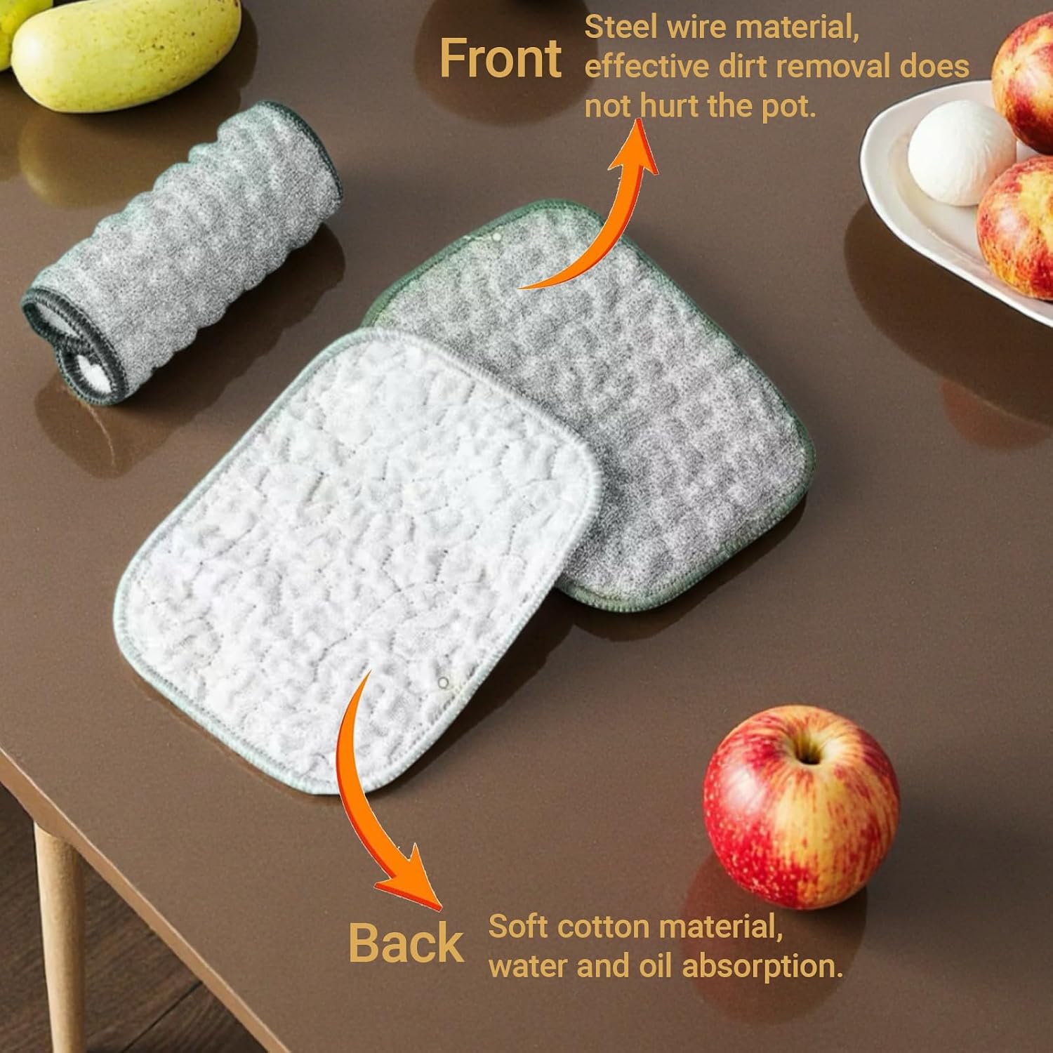 10PCS Double-Sided Thickened Wire Dishwashing Rags - Non Scratch Wire Dishcloth & Miracle Wire Cleaning Cloth, Multipurpose Use on Dishes, Pots, Sinks & Kitchen Surfaces (10)