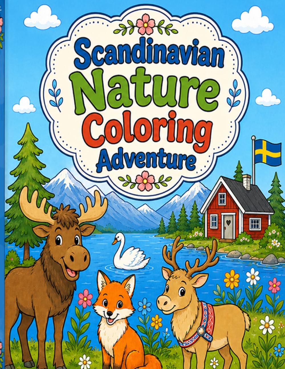 Scandinavian Nature Coloring Adventure: Playful Nordic Animals, Forests, Lakes, Cottages and Seasonal Scenes