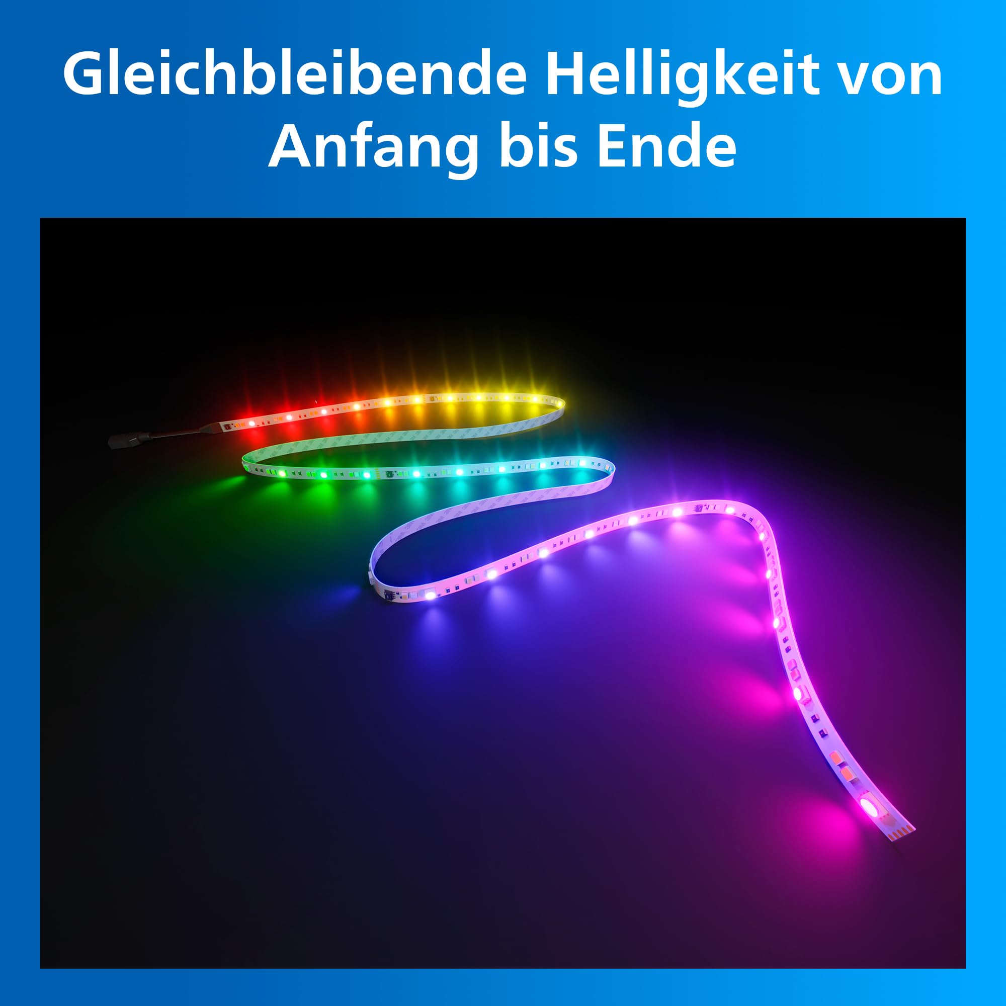 Philips Smart Lighting RGBICWW LED-Streifen, 10 m, Typ C, Mehrfarbige Farbverläufe, Einstellbares Weißlicht, Ambientes Licht, Verbunden Durch WiZ, Alexa, Google Home, Apple Home, 1er- Pack