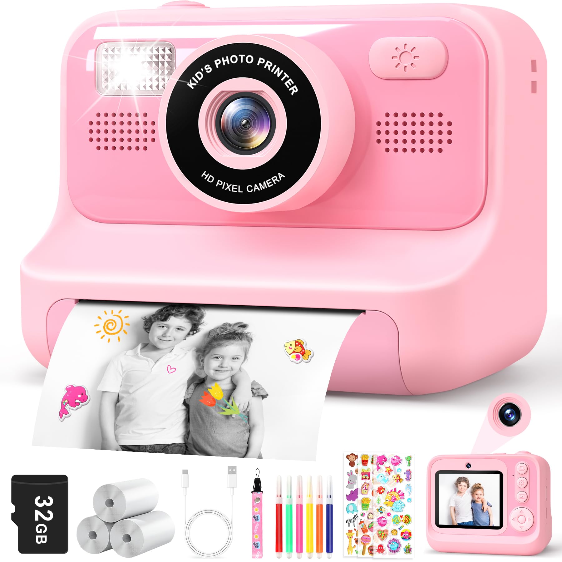 Aparat cyfrowy dla dzieci 2,4 ekran selfie 32 GB