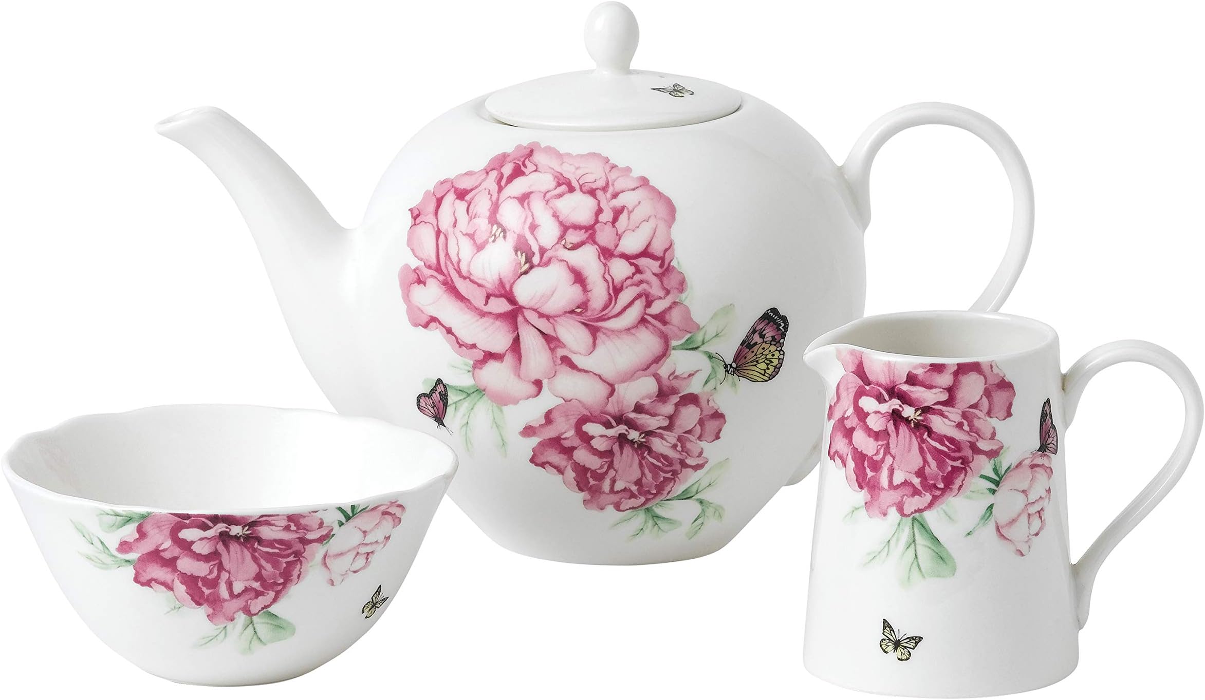 Royal Albert Miranda Kerr Everyday 40034006 Teapot, Sugar & Cream 3 Pc Set, White, Porcelain