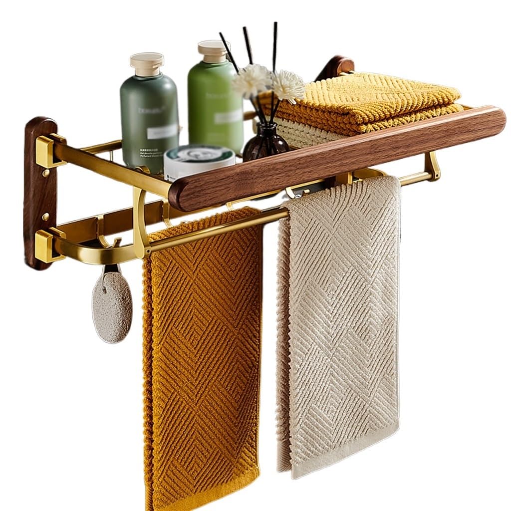 Tyuhduyur D Bathroom Folding Bath Towel Rack Soli Woo Towel Rack Bathroom No Hole Space Aluminum Storage Placement ( 60Cm)