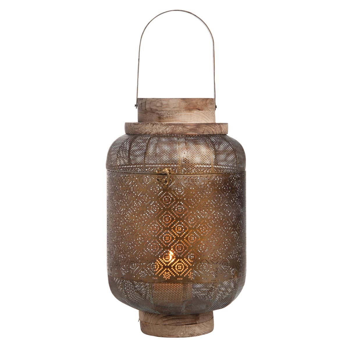 Foreside FLTD03775 Boho Wood Lantern Candle Holder, Large