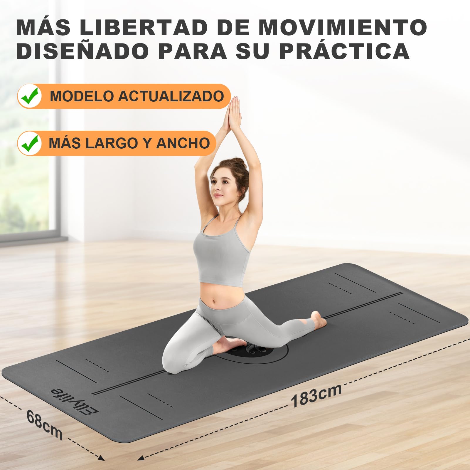 Esterilla Yoga Antideslizante con Marcas de Alineación, ECO materiales, Extra Gruesa Duradera Yoga Mat, para Pilates, Yoga, Ejercicio y Hot Yoga con Correa