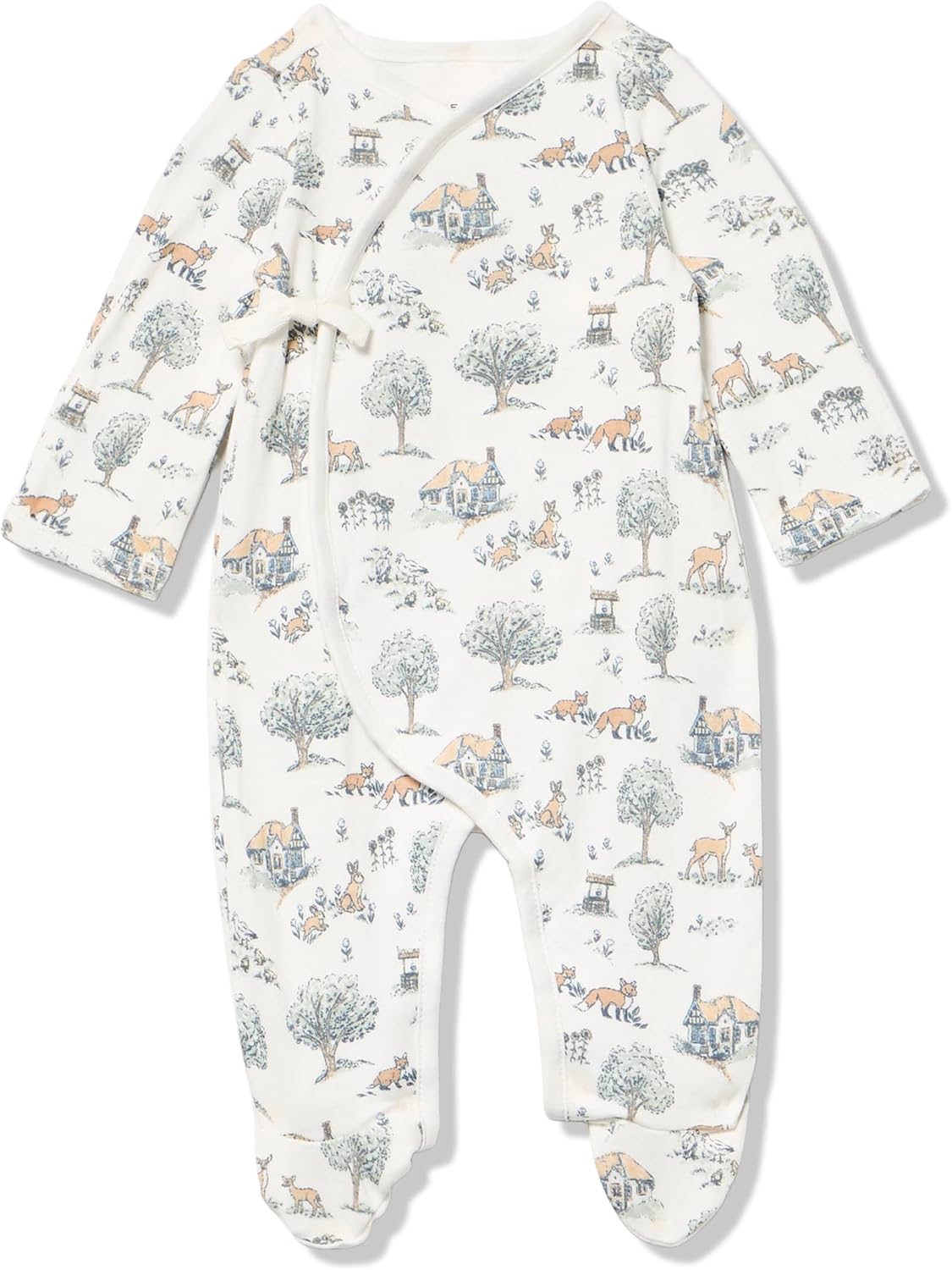 Janie and Jack Baby Woodland Toile Wrap Footed One-Piece, Multicolor, NB
