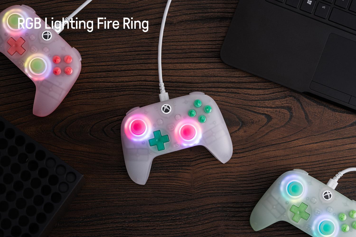 8Bitdo Ultimate Mini Wired Controller with RGB Lighting Fire Ring, Hall Effect Joysticks and Triggers, for Xbox Series X|S, Xbox One, Windows 10/11 - Officially Licensed (Translucent White) - Image 4