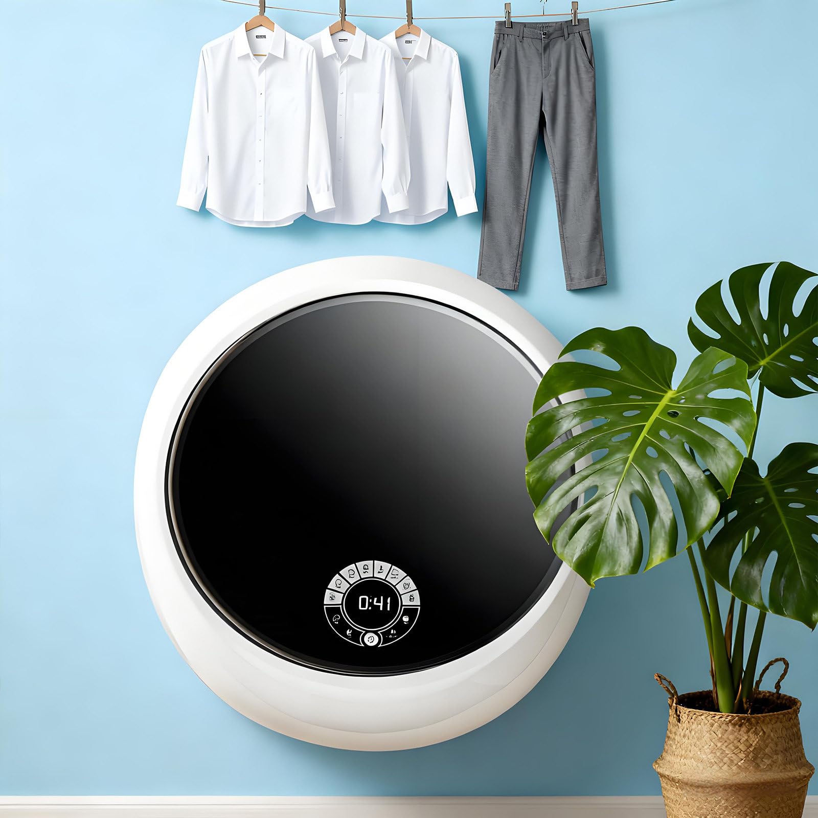 Mini lavatrice portatile per lavanderia, completamente automatica, montaggio a parete, perfetta per appartamenti e dormitori, design salvaspazio per un facile utilizzo