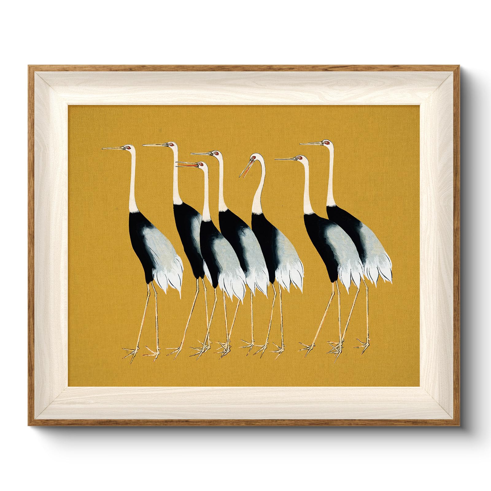 VIYYIEA Framed Wall Art for Living Room, Cranes Canvas Prints, Vintage Home Decor, Animals Painting Picture, Bathroom Wall Decor Gifts for Friends or Family - 12L x 10W