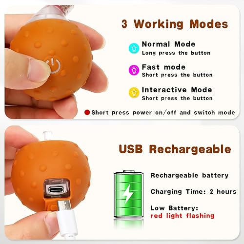 Miniatura 6 de Juguetes interactivos para gatos de interior, bola automática de gato Hide n Seek en madriguera de felpa, ratón chirriante para estimular,