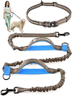 Exquisite Dog Waist Leash | Hands Free Dog Leash for Large Dogs | Dog Running Leash | Laisse Main Libre Pour Chien | Bungee Dog Leash | Dog Walking Belt | Jogging Canicross Belt | Dog Hiking Gear