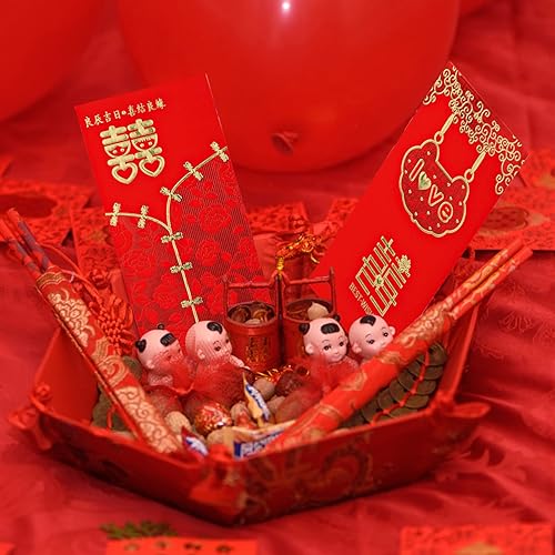 Miniatura 6 de 12 sobres rojos para boda sobres rojos chinos sobres de dinero de la suerte de Hong Bao bolsillos de dinero en efectivo con Xi y patrones chinos