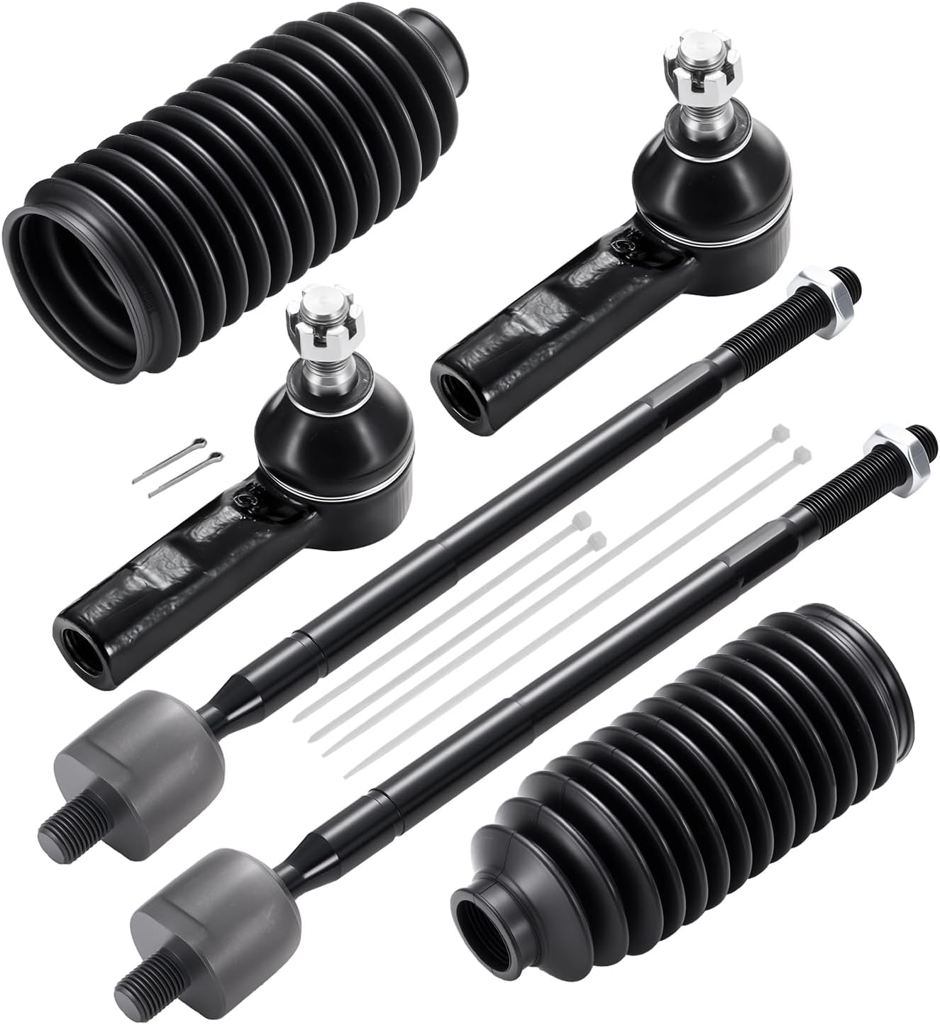 6-PC Tie Rod Ends Kits Compatible with Toyota Corolla 1985-2002,2xOuter ES2382,2xInner EV303,2xdust cover