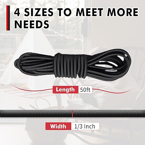 Miniatura 9 de Cuerda elástica elástica, cuerda elástica resistente, cuerdas elásticas de poliéster para campamento, tiendas de campaña, carga, cuerda elástica