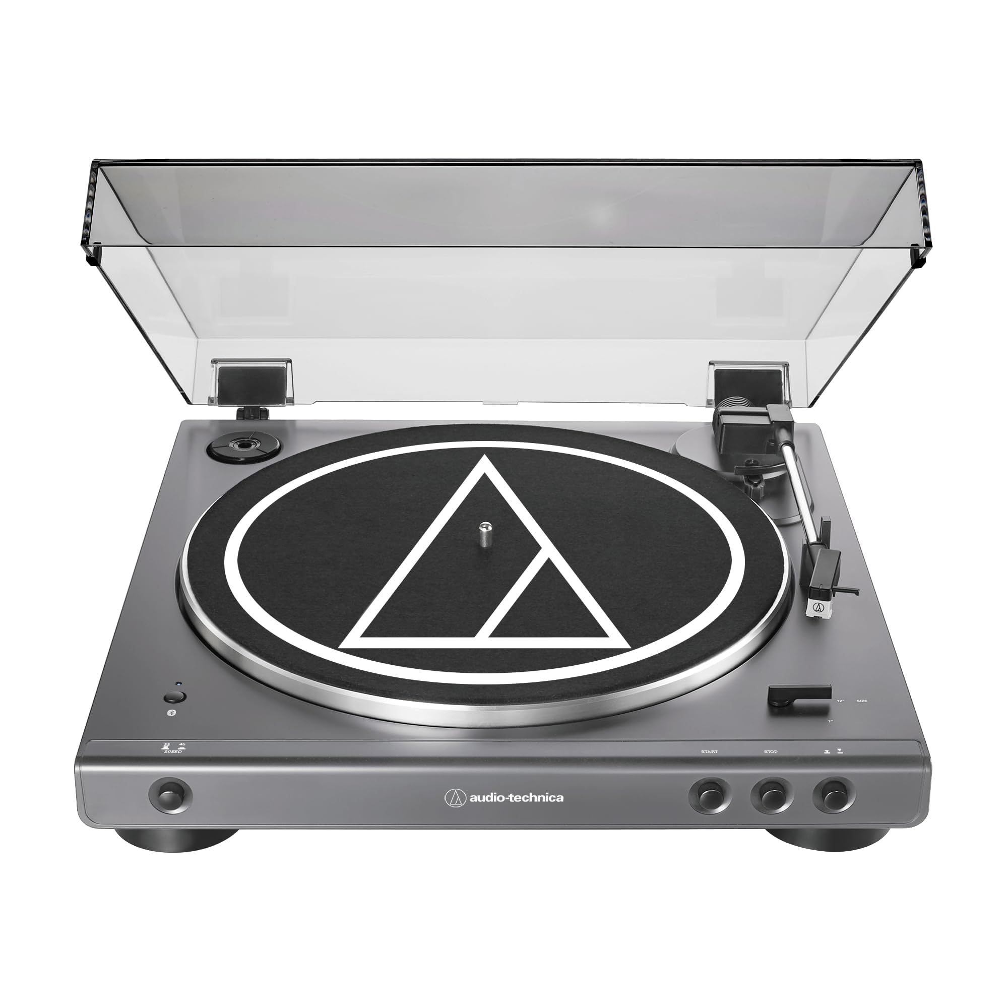 Audio-Technica Fully Automatic Belt-Drive Stereo Turntable, Hi-Fidelity, Plays 33-1/3 and 45 RPM Vinyl Records, Dust Cover, Anti-Resonance, Die-Cast Aluminum Platter (Wired, Gun-Metal/Black, Solid)