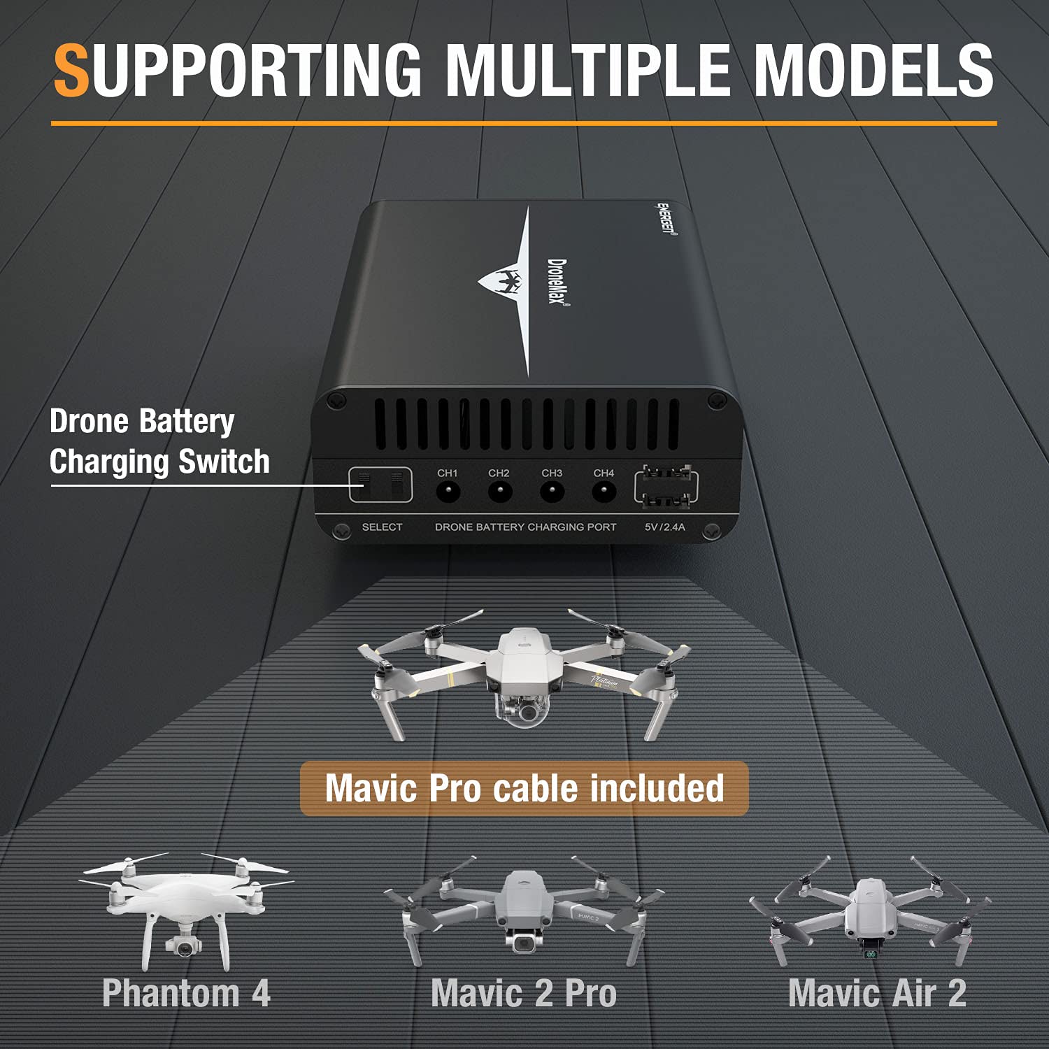 Energen Hub de chargeur de batterie Mavic Pro, accessoires de chargeur de drone DJI Mavic Pro, charge 4 batteries et 2 ports USB simultanément