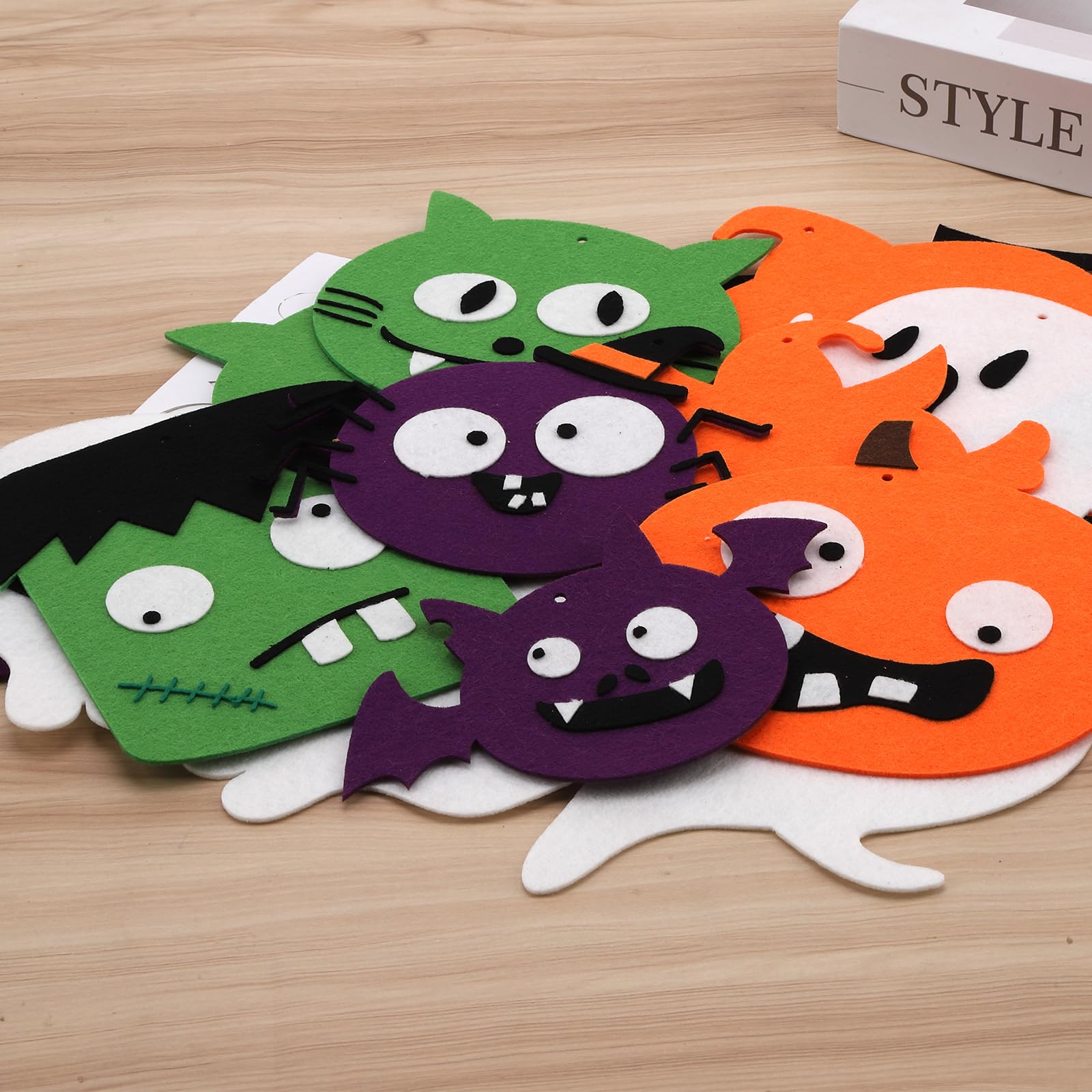 Kit Loisirs Créatifs Halloween 9 Pièces – Feutrine Bricolage Enfant, Squelettes, Citrouilles, Fantômes, Pour 3-8 Ans, Cadeau Garçons Filles