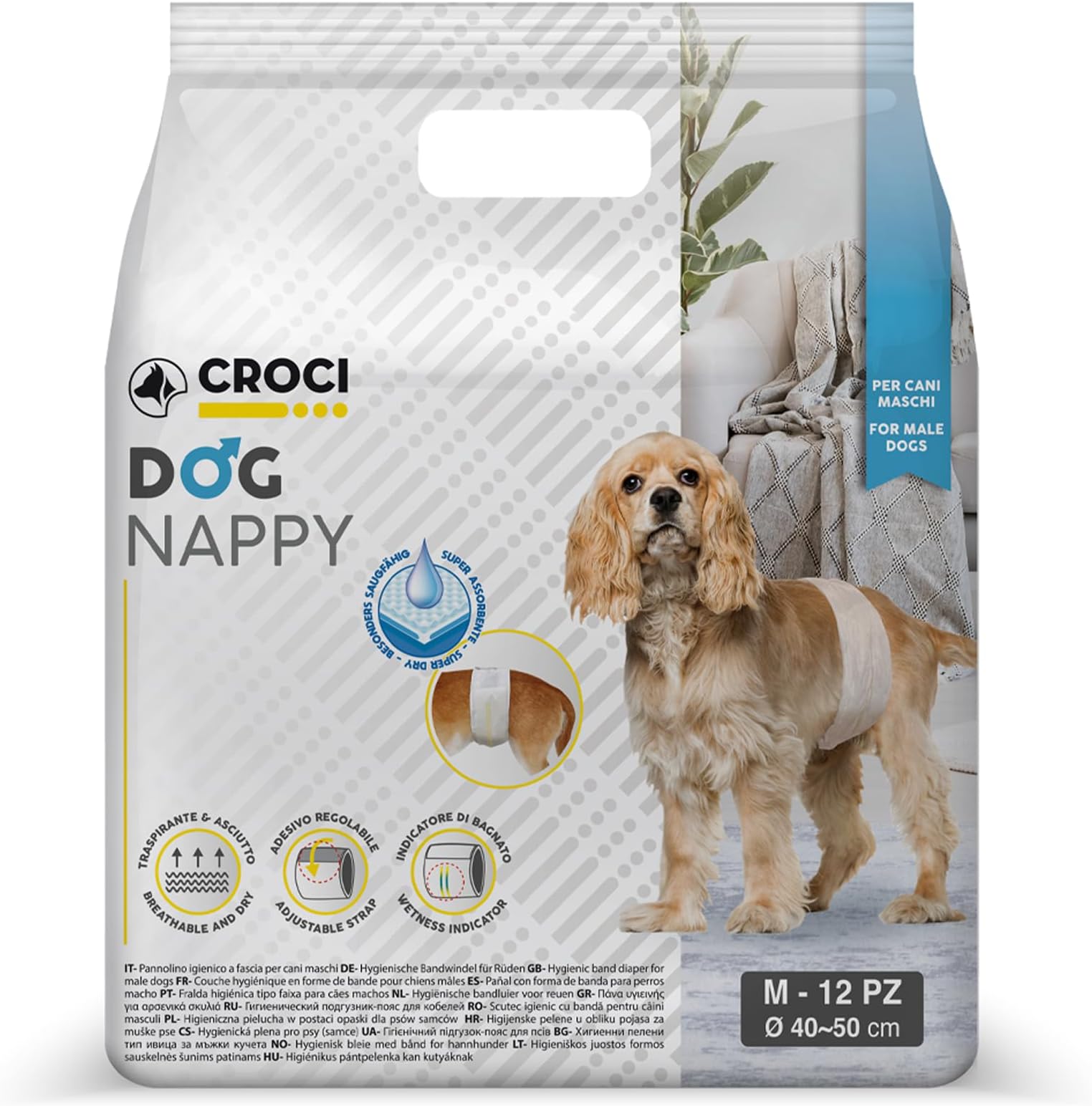 CROCI SERVIETTE POUR CHIEN SUPER NAPPY 60 X 60 50 PIÈCES pas cher