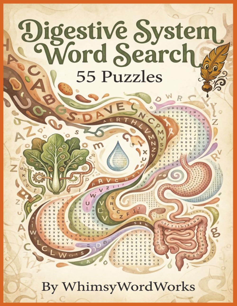 Digestive System Word Search 55 Puzzles, by WhimsyWordWorks: Mindful Word Puzzles for Learning the Digestive System